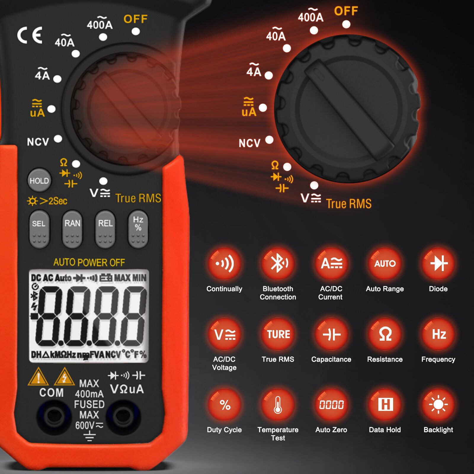 Digital Clamp Meter AC dc current Multimeter TRMS AMP Voltmeter Bluetooth Ohm