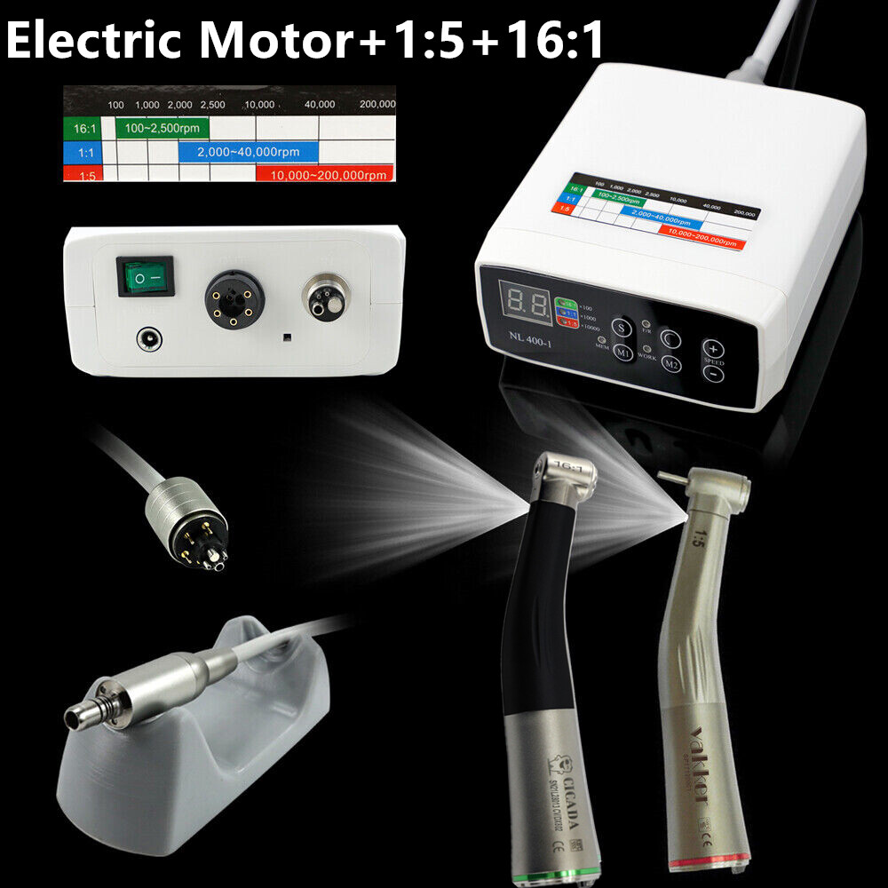 Dental Internal Electric Motor + 1:1 1:5 16:1 Fiber Optic Handpiece Contra Angle