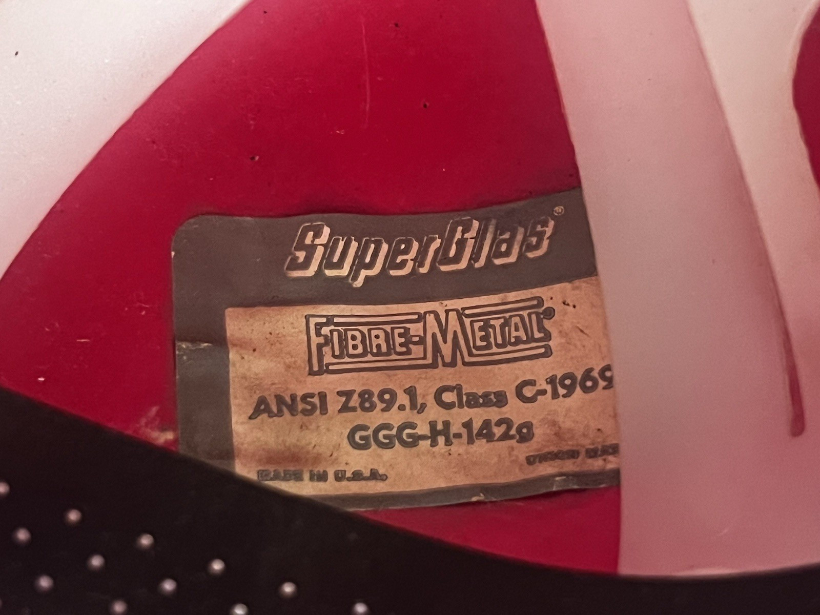 Vintage SuperGlas Fibre Metal Fiberglass Duck Bill Red Hard Hat USA 1980s