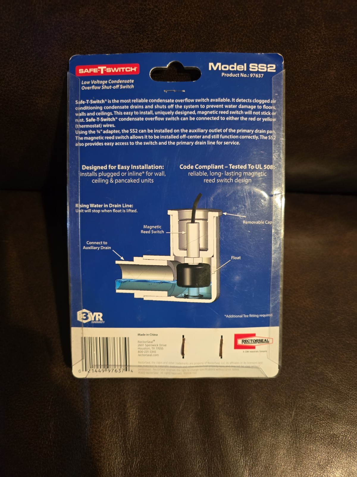 RectorSeal Safe-T-Switch SS2 Low Voltage Condensate Overflow Shut-off 97637