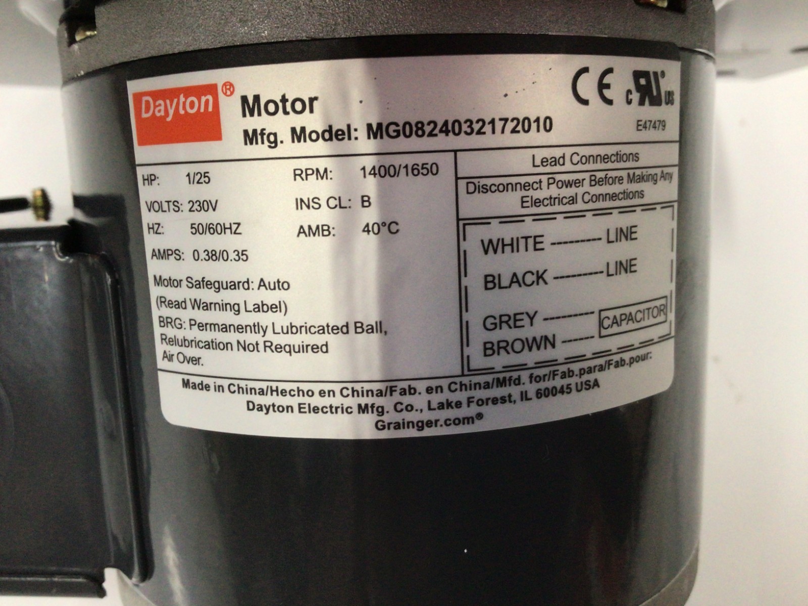 DAYTON 1TDR1 Blower with Motor 230V, 5-1/8″ Wheel, 1650 RPM, 168 CFM
