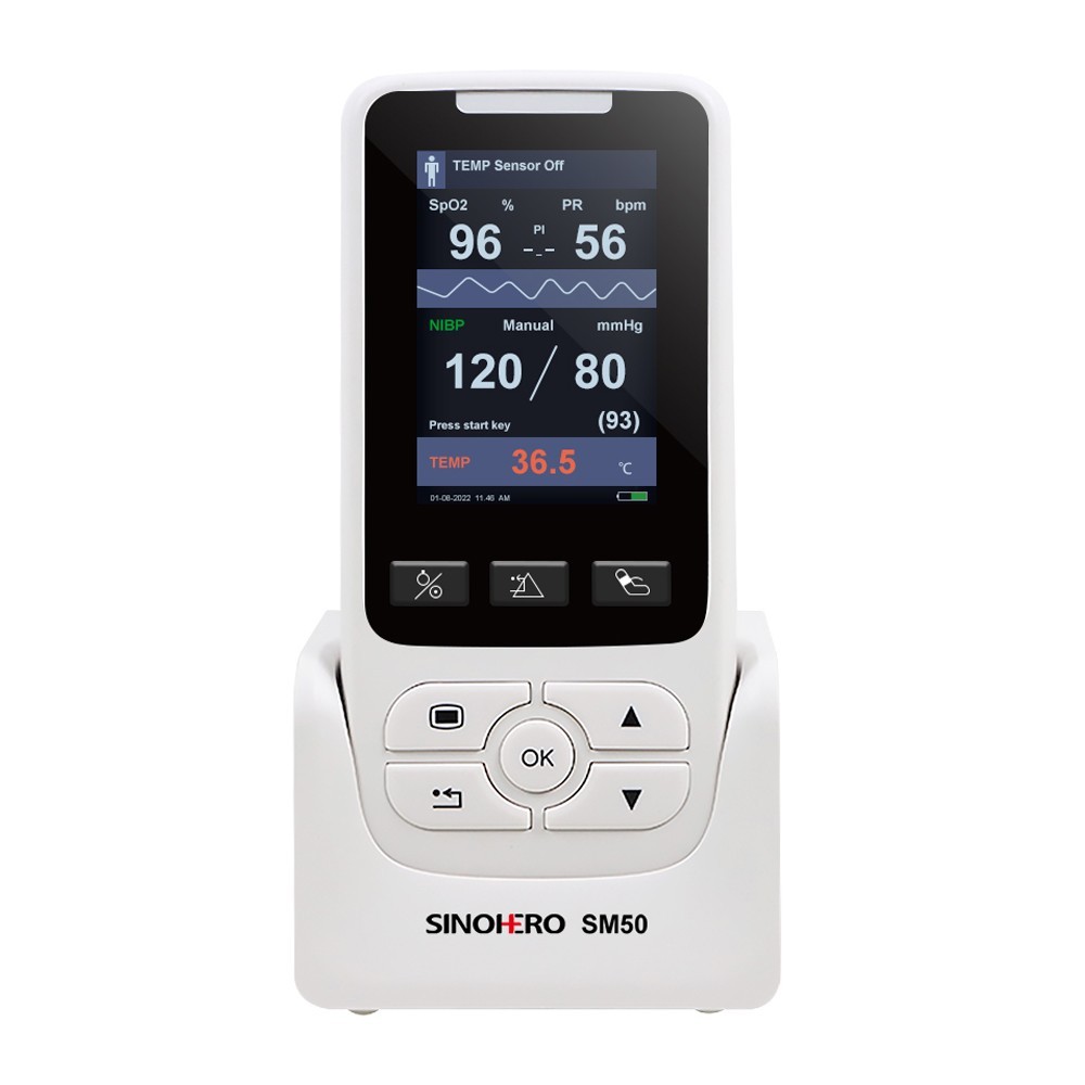 SM50 Handheld Patient Monitor – Portable SpO2 NIBP TEMP PR for Adult Child