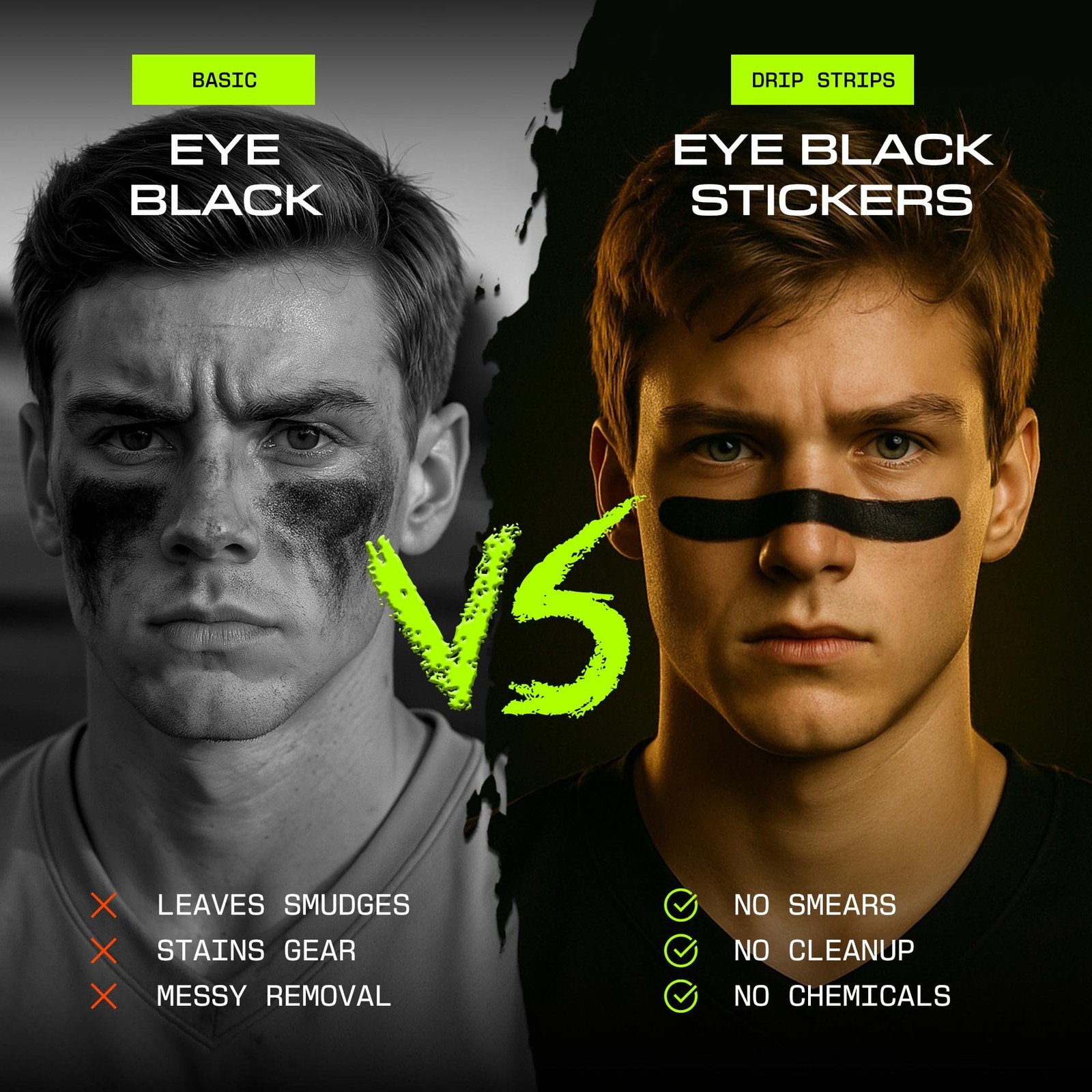 DRIP Strips Pro-Grade Eye Black Stickers, 24 Pack, Natural Flex & Stretch Eye…