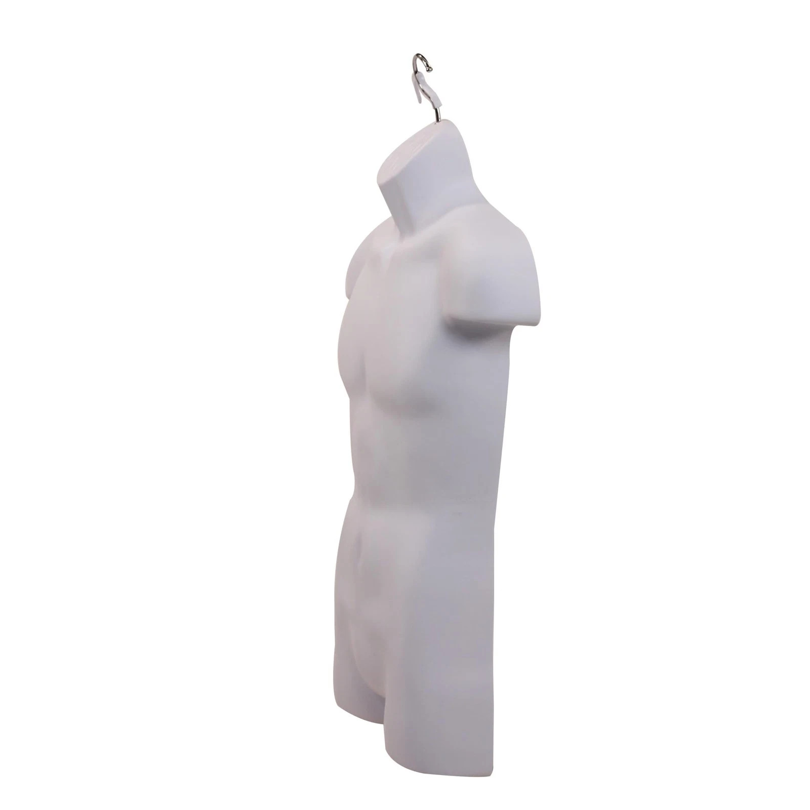 Molded Male Display Form White Torso Mannequin for Retail Tees and Clothing