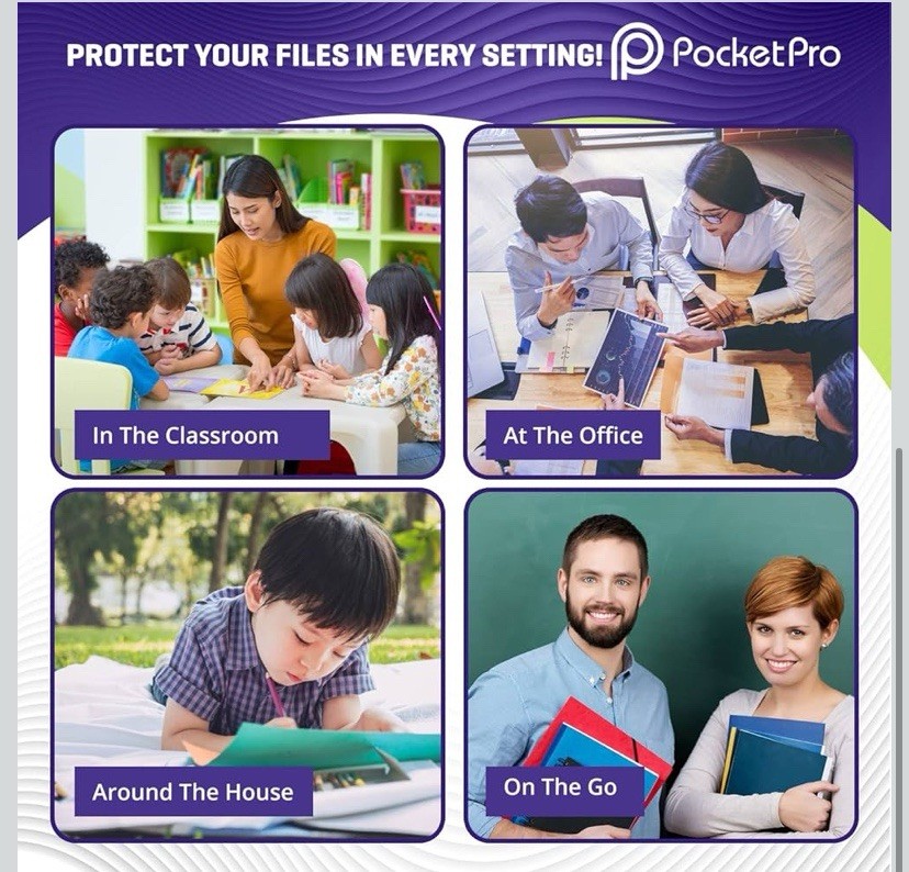 PocketPro Dry Erase Pockets 6 Pack 14”x 10” Reusable Sleeves Perfect for Class