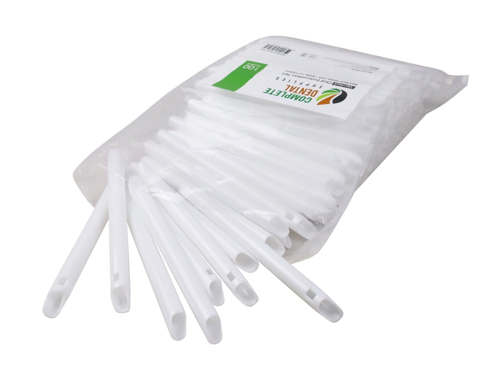 Vented Oral Evacuation Tips 6″-152mm, White, 100 pcs / Bag.
