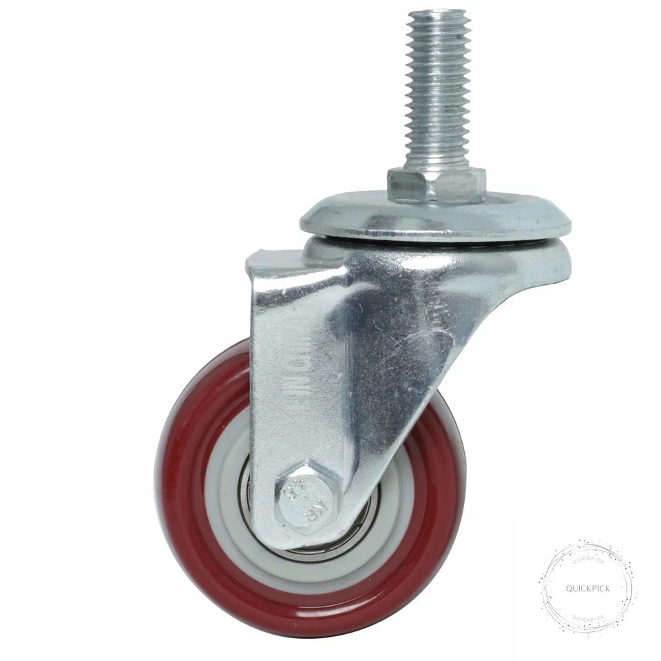 Swivel Caster Wheels 2 Inch Heavy Duty Threaded Stem Casters 3/8″-16×1 Set of 4