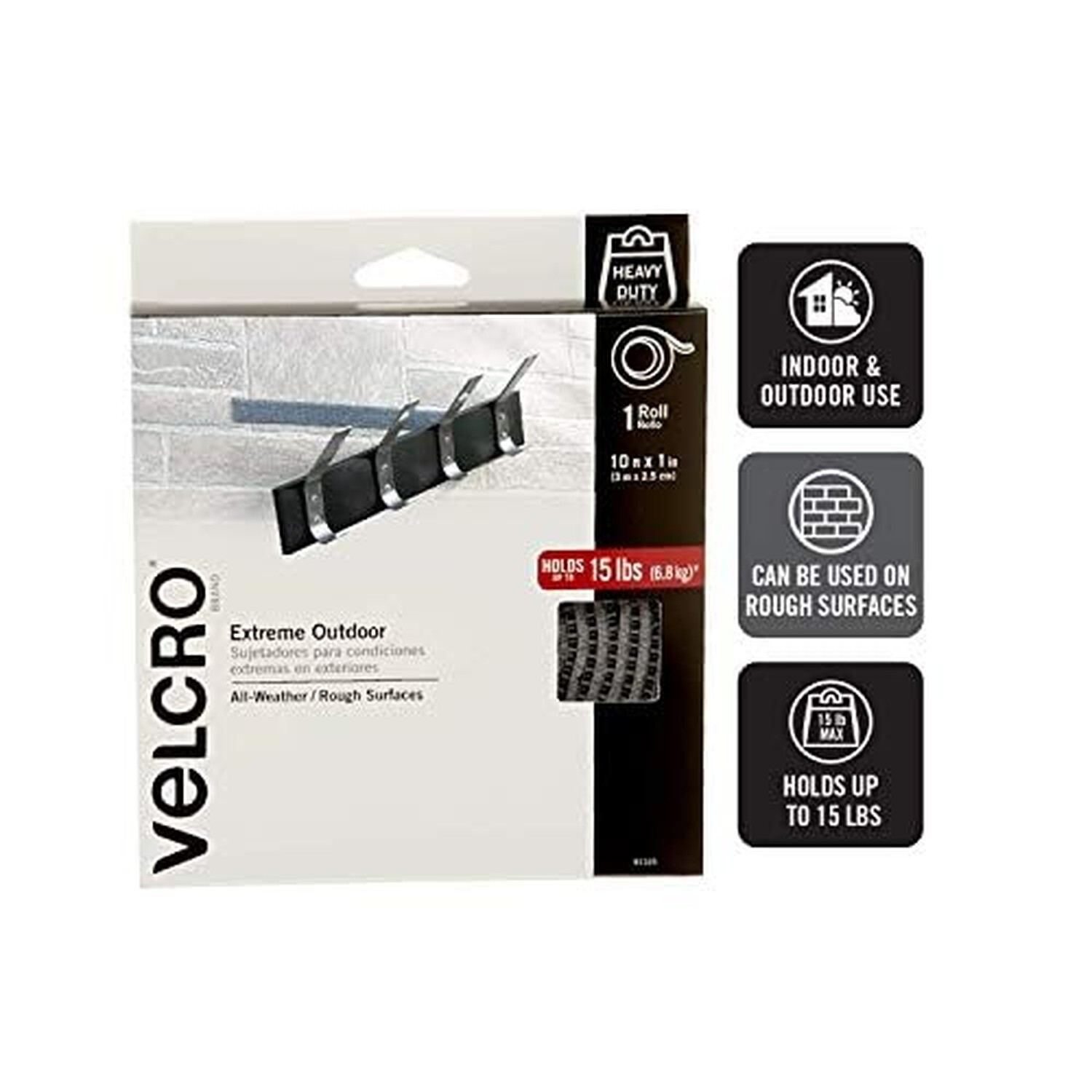 VELCRO Brand Extreme Outdoor Heavy Duty Tape | 10Ft x 1 In | Holds 15 lbs | T…
