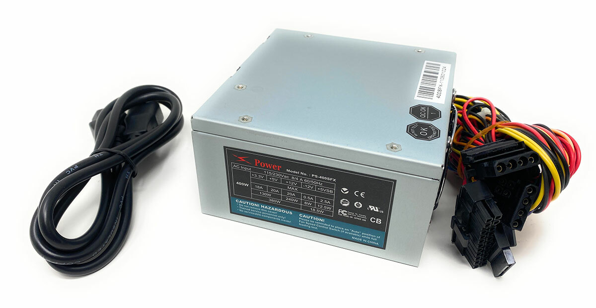 X Power PS-400SFX Micro ATX Power Supply 400 Watts AC Input 115/230 Vac 8/4 A