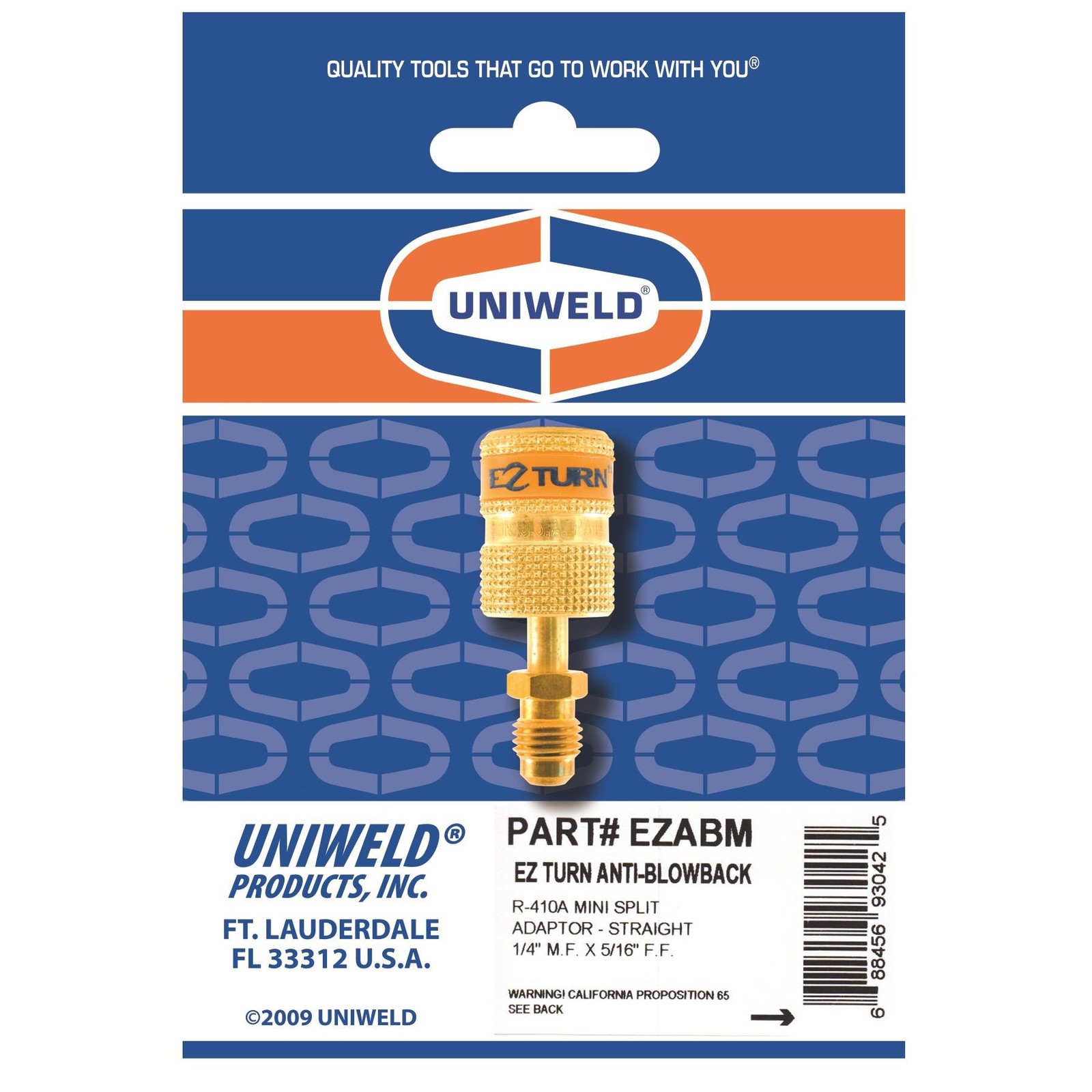 Uniweld EZABM Ez-Turn Anti-Blowback 1/4 in MF X 5/16 in FF Mini Split Ductless A