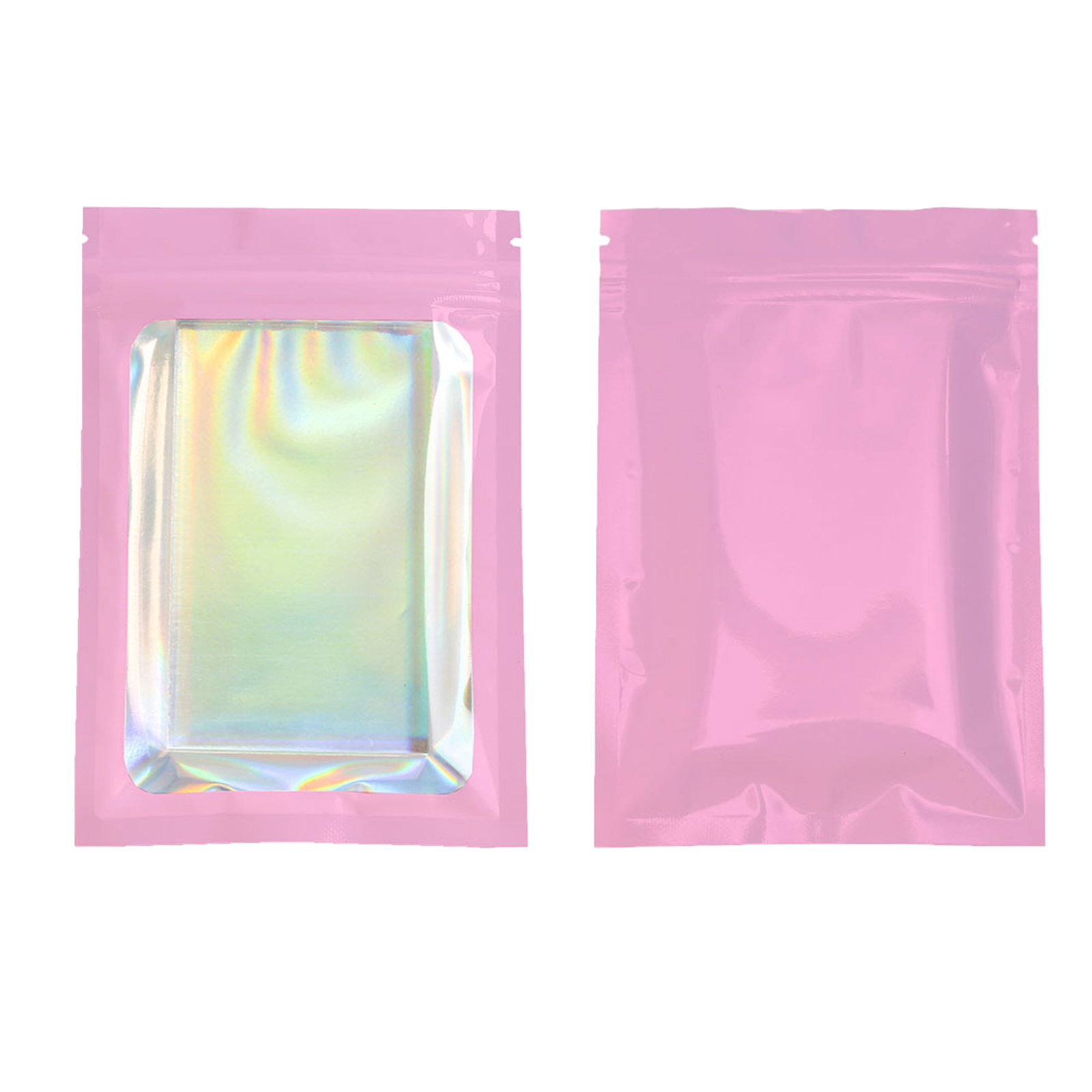 Pink & Holographic Mylar Foil Bags Resealable Zipper Seal Pouch Multi-QTY Pick