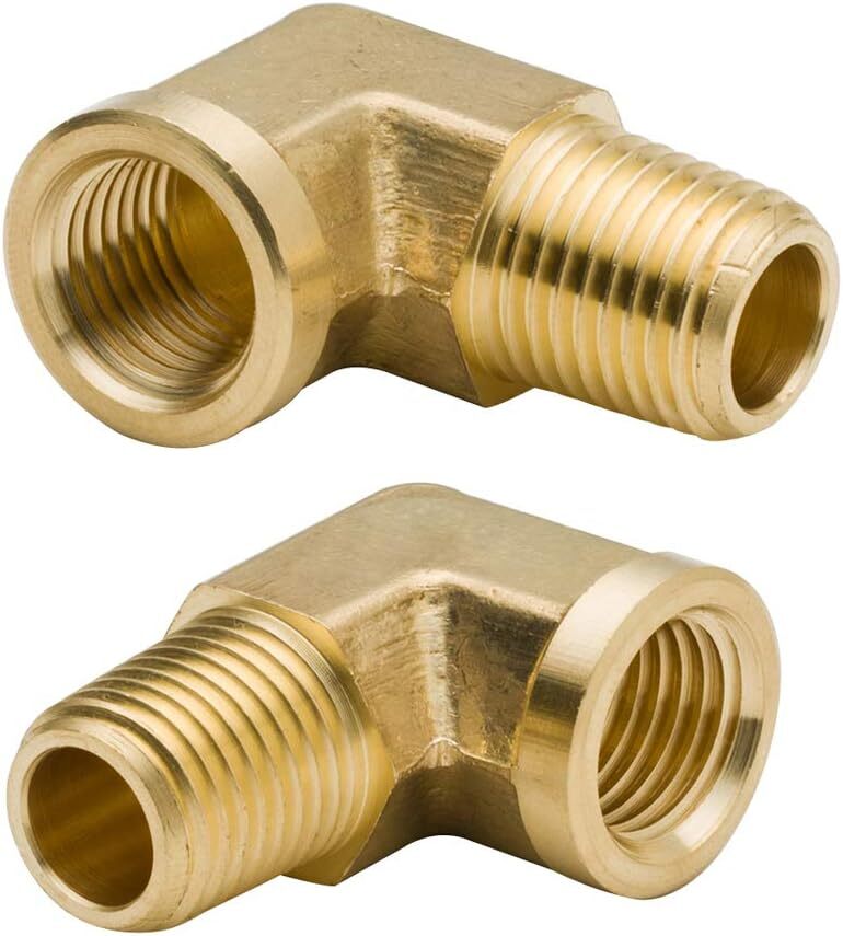 Legines 1/8 Inch Brass Street 90 Degree Elbow 1/8″ NPT 1/8, Pack Of 2,Brass