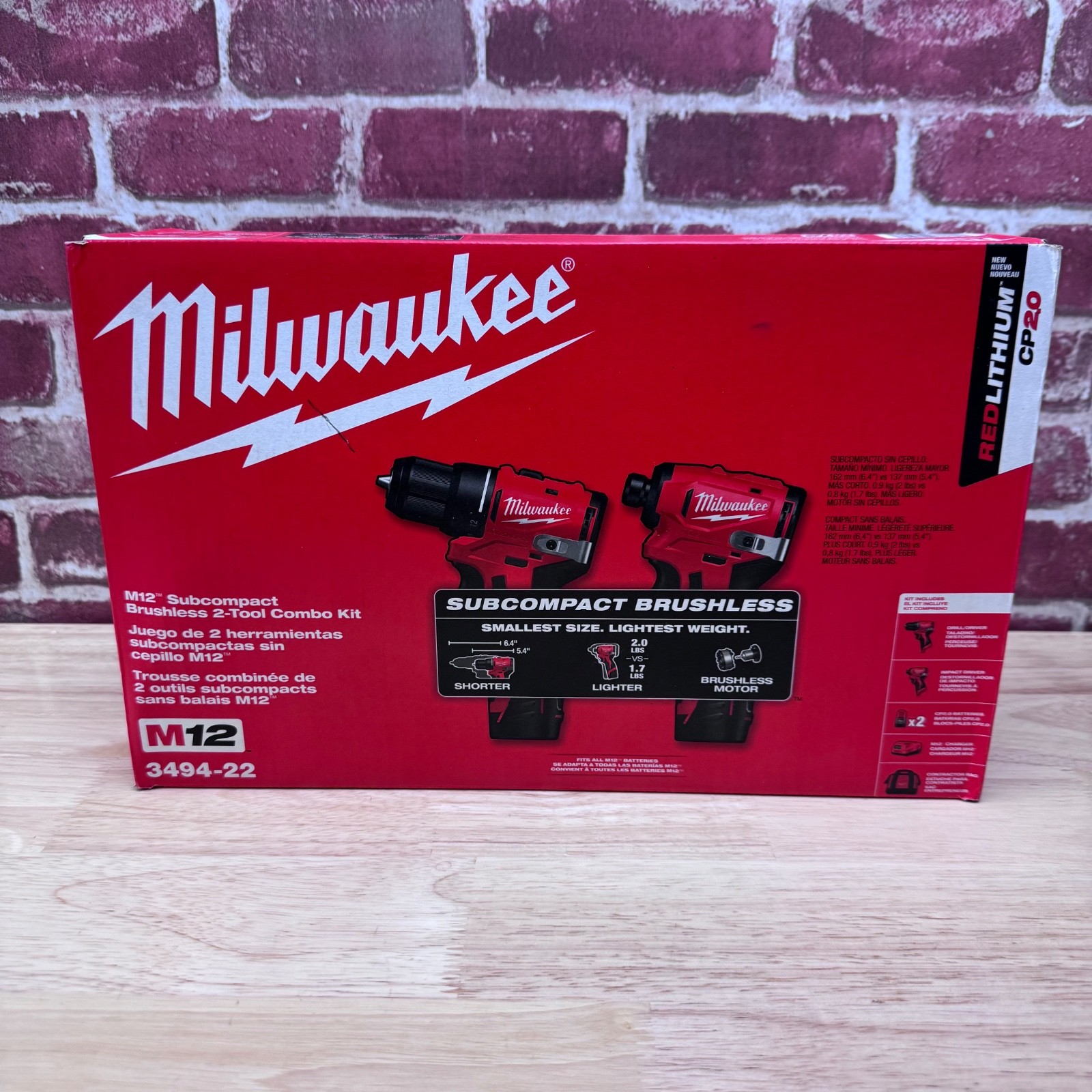 Milwaukee 3494-22 M12 12V Subcompact Brushless 2-Tool Combo Kit