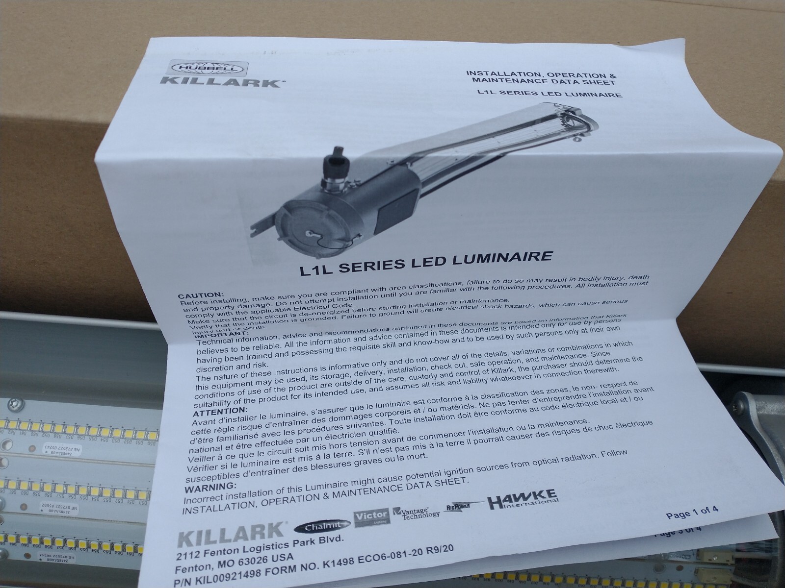 Hubbell Killark L1L1430C-FF LED L1L 14,000 93W Light Fixture for Haz Location