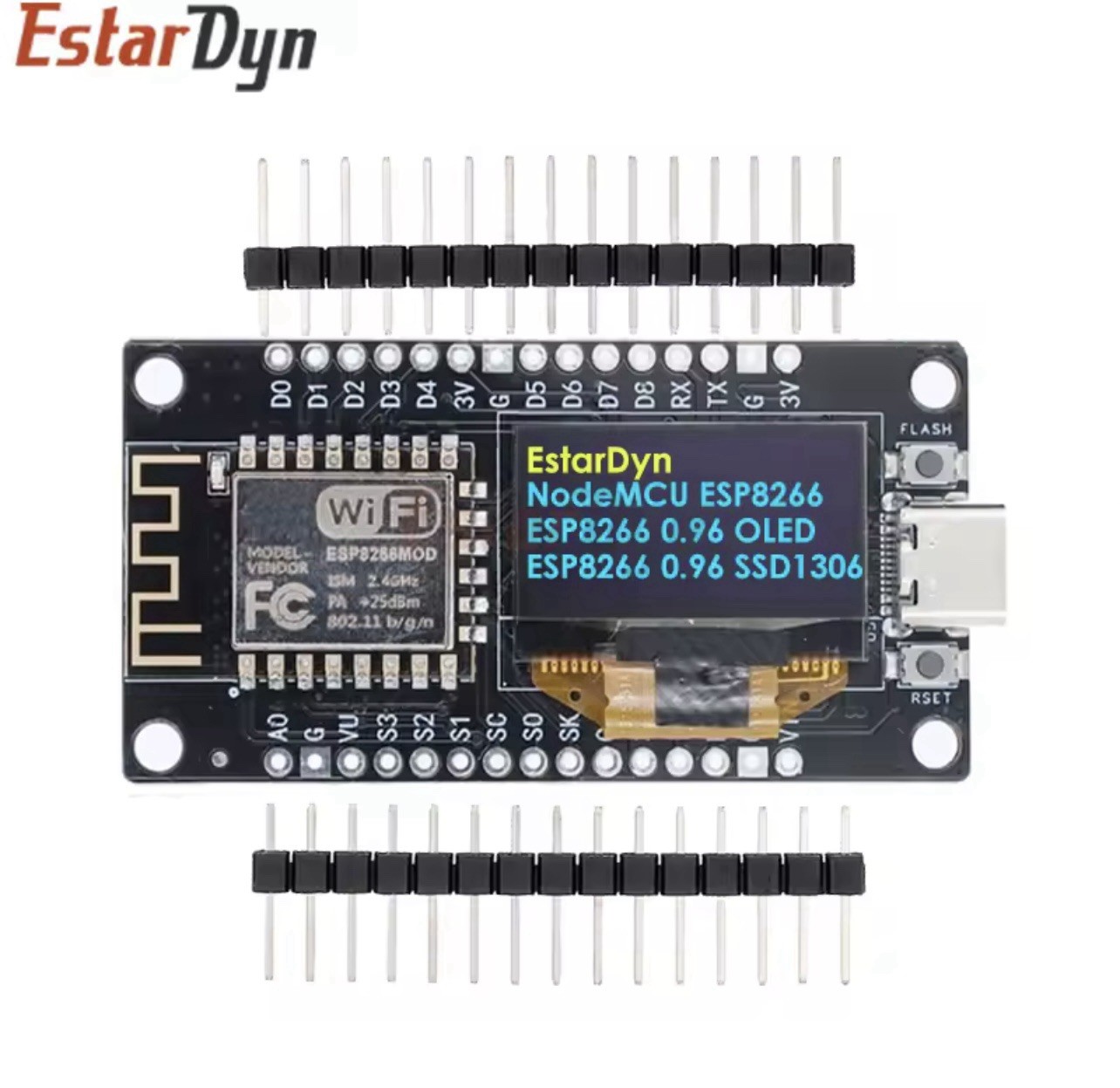 NodeMCU ESP8266 Development Board 0.96” OLED Display for Arduino /Micropython