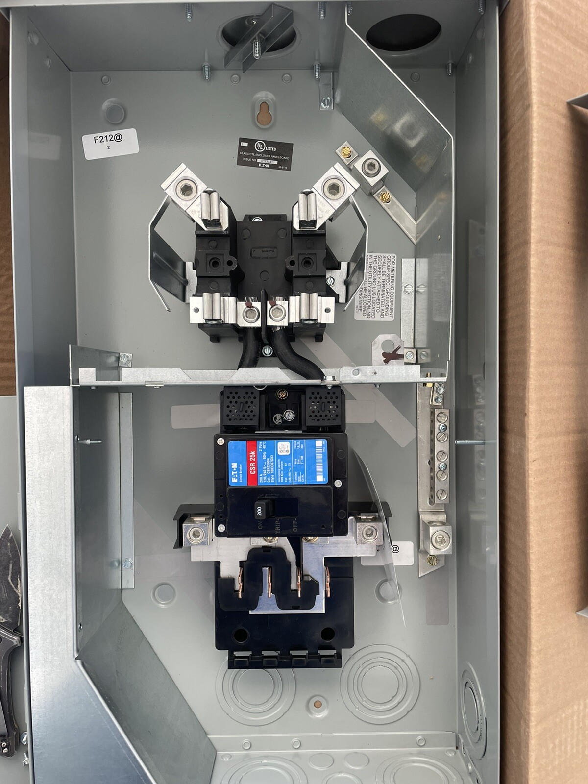 Eaton 200 Amp Outdoor Meter Base Main Breaker Combo + 4 spaces MBT48B200BTSBL