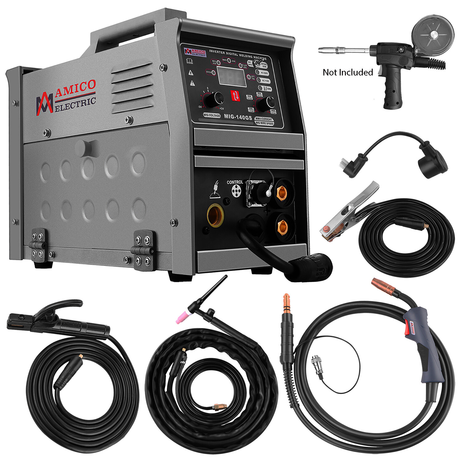 Amico MIG-140GS, 140 Amp MIG MAG TIG Stick Arc 5-in-1 Welder, 100% Duty Cycle.