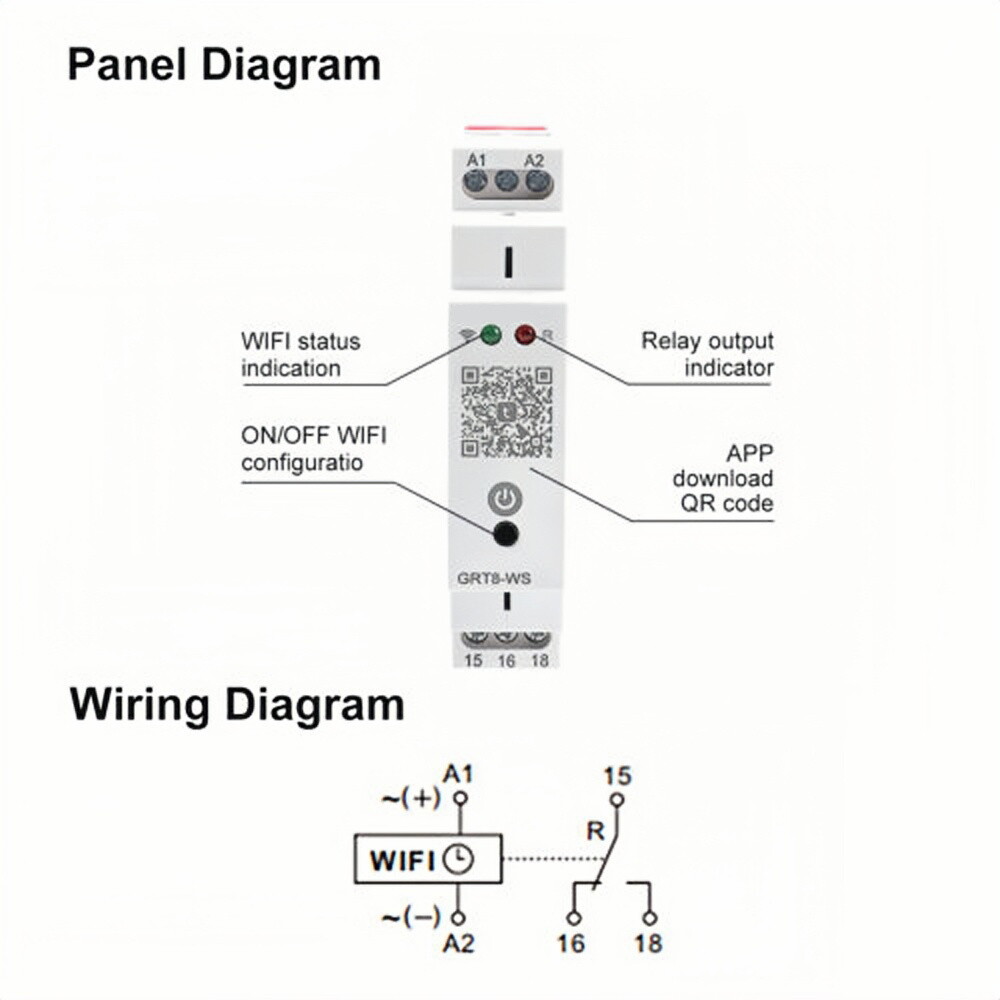 GRT8-WS AC/DC110V~240V Mini Wifi Timer Relay 16A Switch Wireless Remote Control