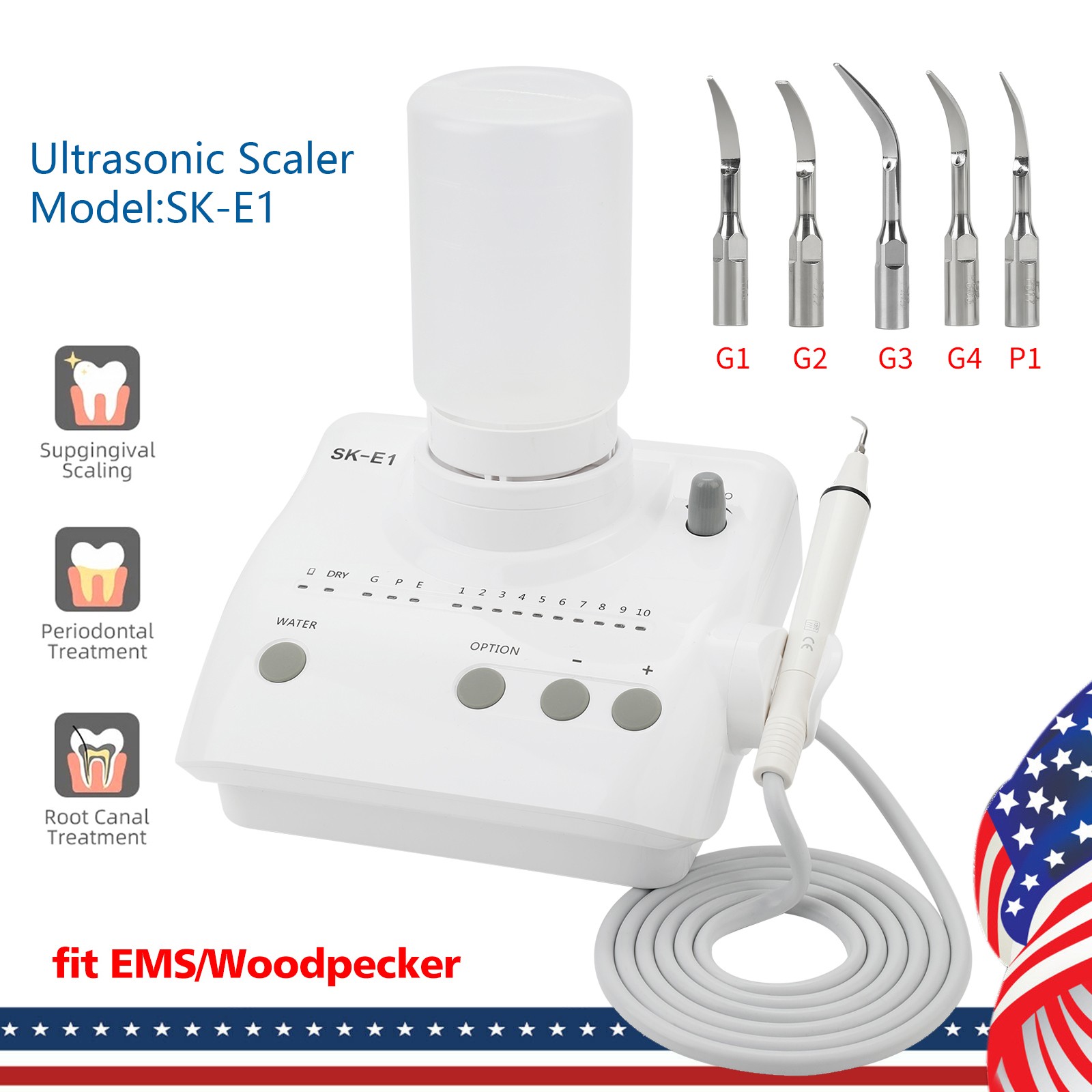 Fit Cavitron Dental Ultrasonic Scaler Machine 2 Bottles with EMS Handpiece Tips