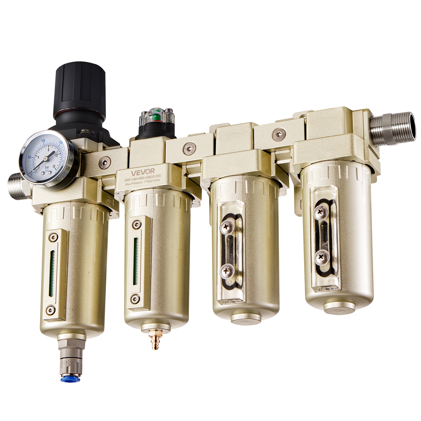 VEVOR Air Compressor Filter Regulator 3/4″ NPT 4-Stage Drying System Auto Drain