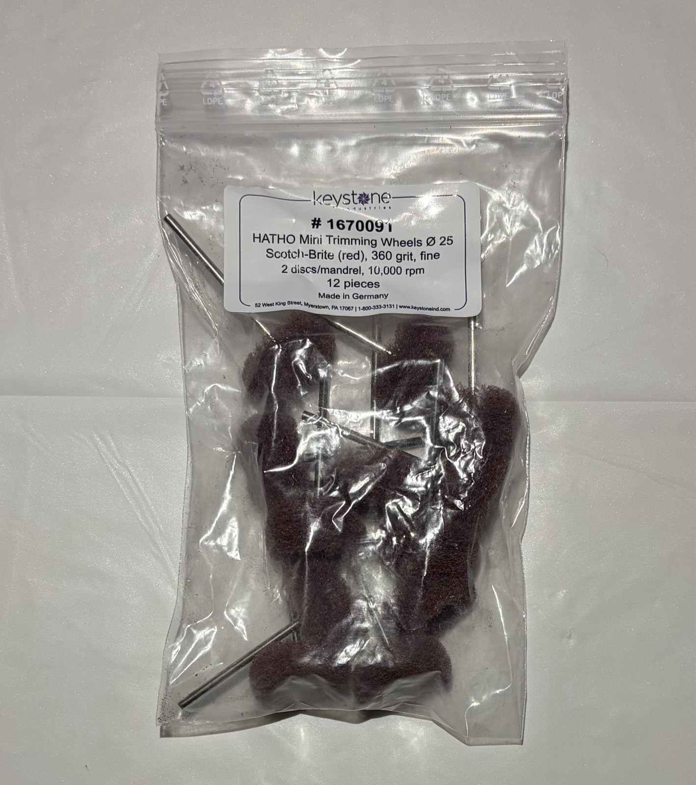 Keystone 1670091 Scotch Brite Hatho Miniature HP Polishing Brush Fine Pk/12
