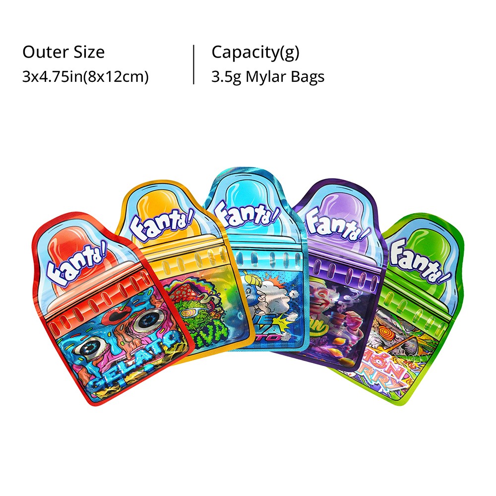 3.5g Smell Proof Mixed Holographic Mylar Bags Resealable Candy Pouches 100pcs