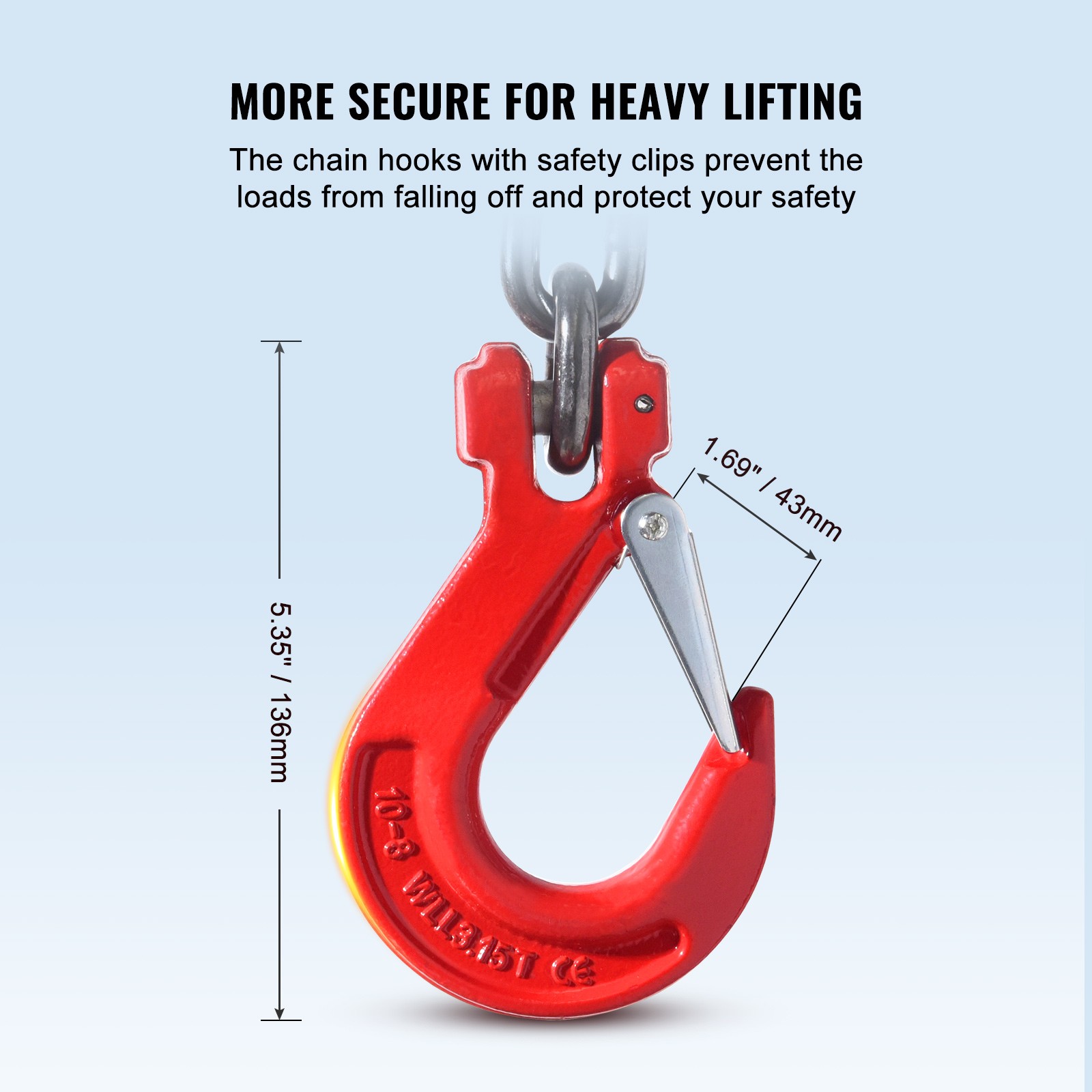 VEVOR 3/8″ x 10′ Chain Sling 4 Legs G80 Lifting Chain with Grab Hooks 18400 lbs