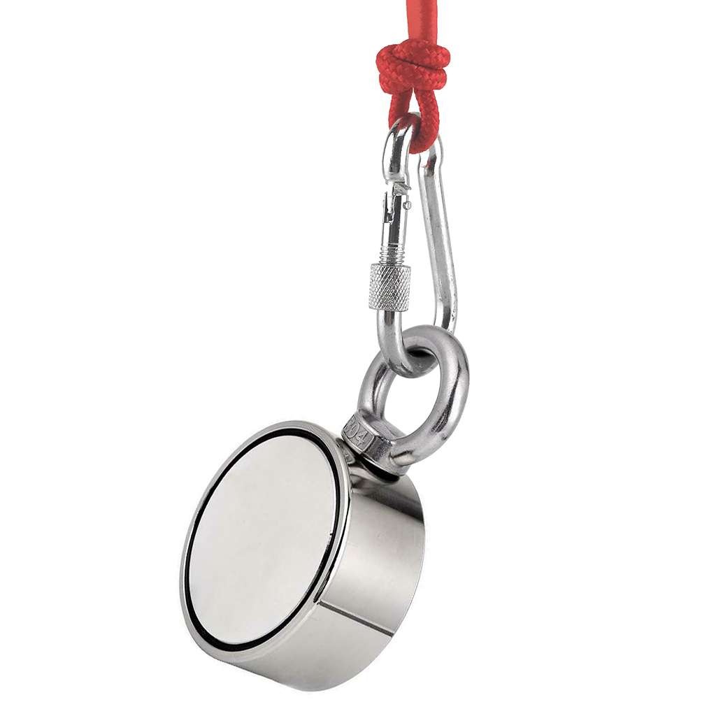 800LBS Fishing Magnet Kit Pull Force Strong Neodymium Rare Earth /Rope Carabiner