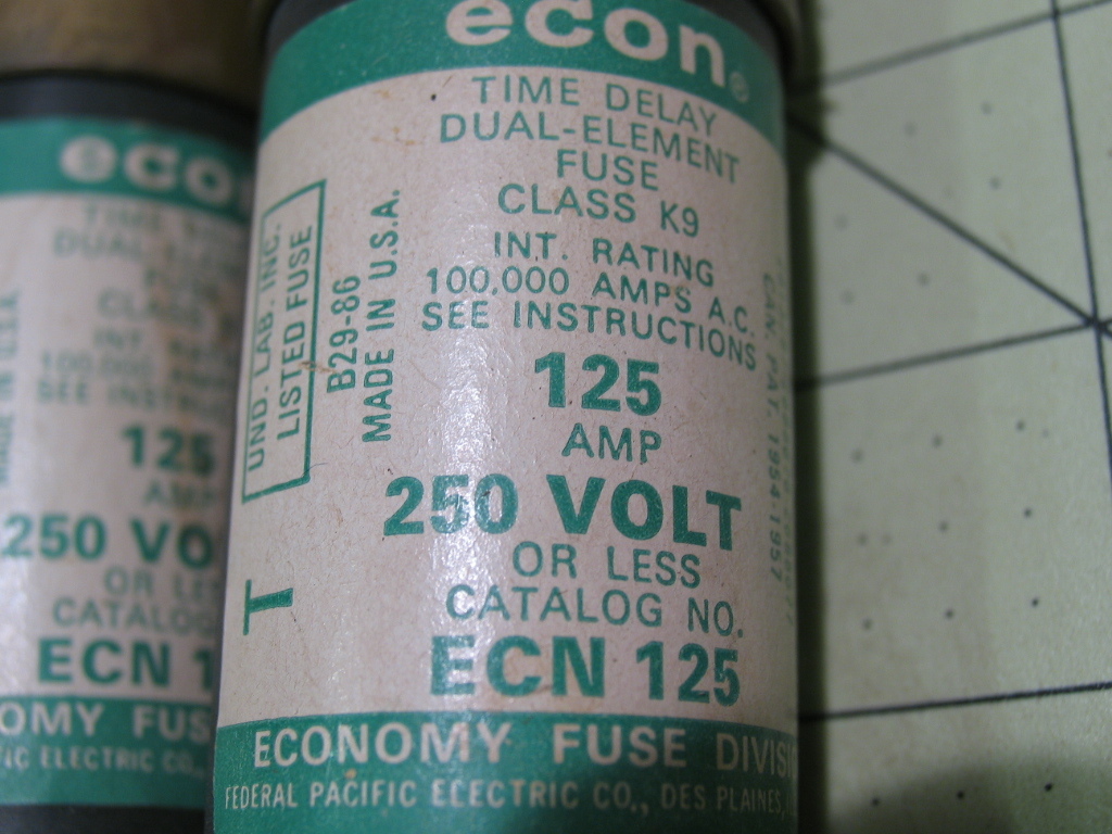 1 Never Used ENC-125 Fuse,7″ Long, ECON Dual-Element Time Delay 125Amp