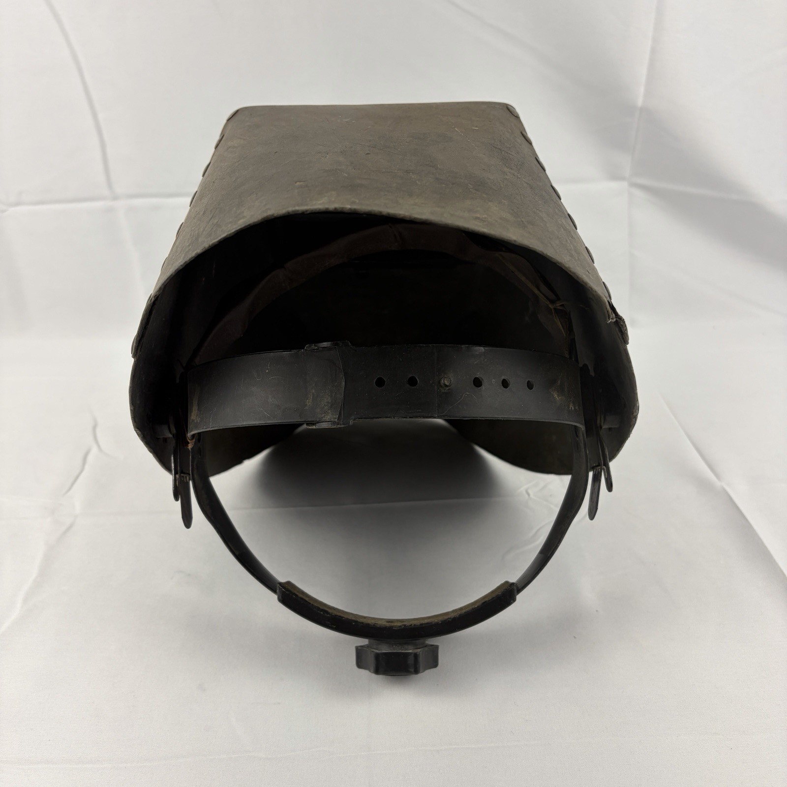 Antique Welding Mask Helmet Shade Molded Riveted Fiberboard Original Glass