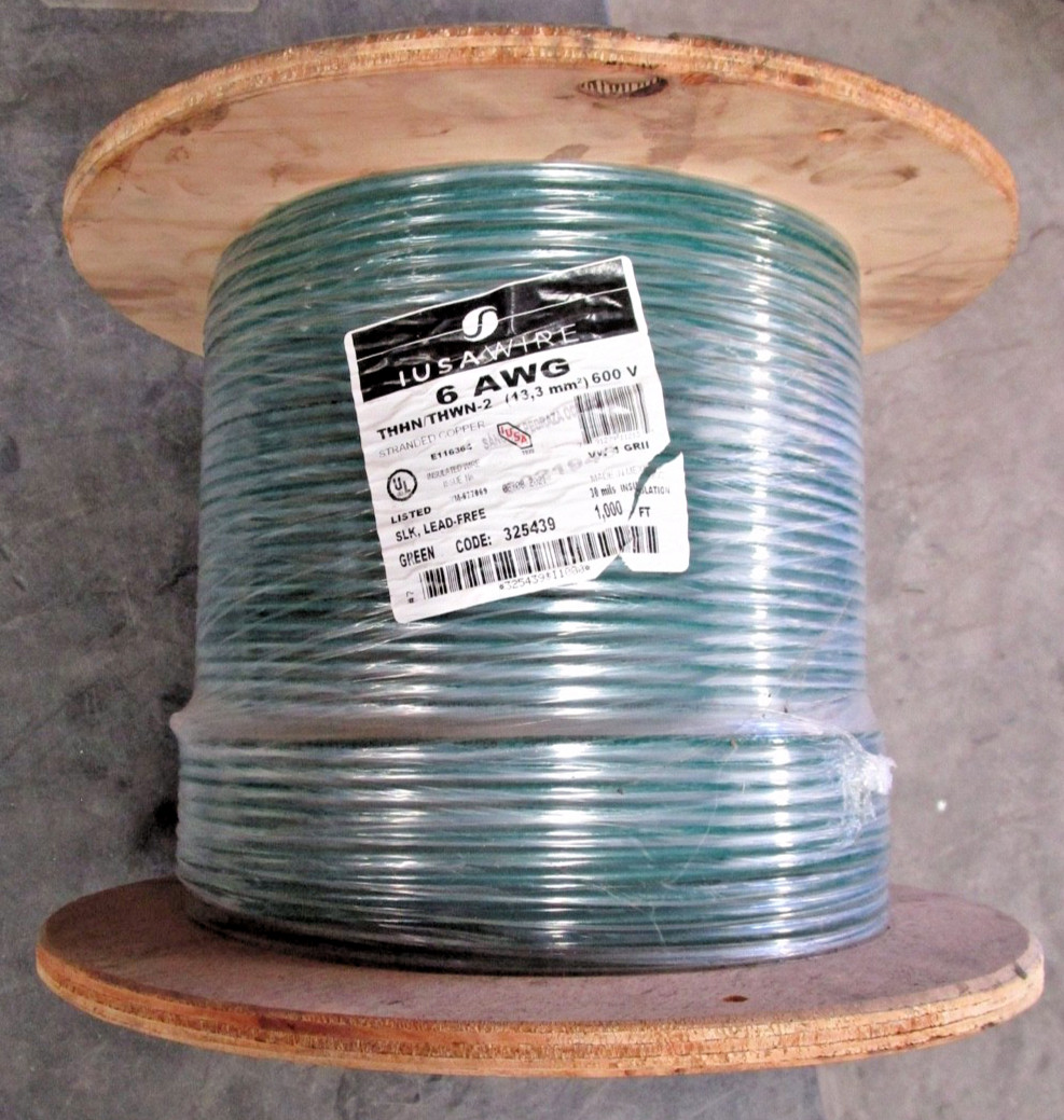 IUSA WIRE 6 AWG THHN/THWN-2 600V ~ STRANDED COPPER ~ #E116364 – QTY. 1,000 FEET