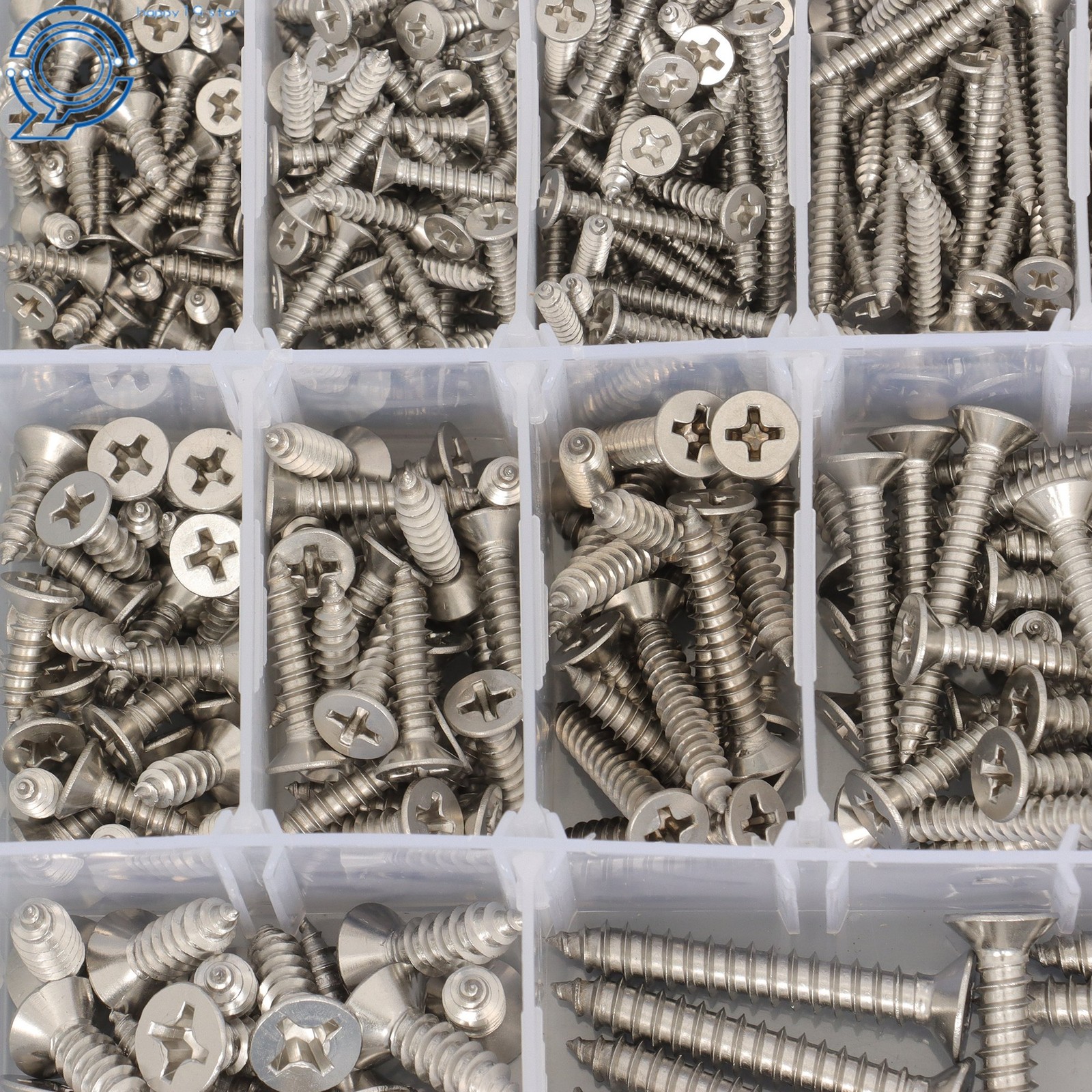 Phillips Flat Head Sheet Metal Screws, 550Piece 304 Stainless Steel Assortment