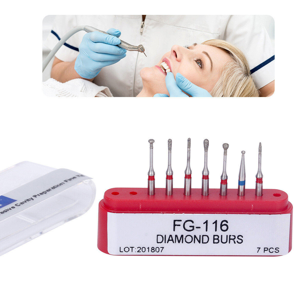 10PCS/Kit Dental Diamond Burs Kit FG101-FG117 fit Handpiece AZDENT