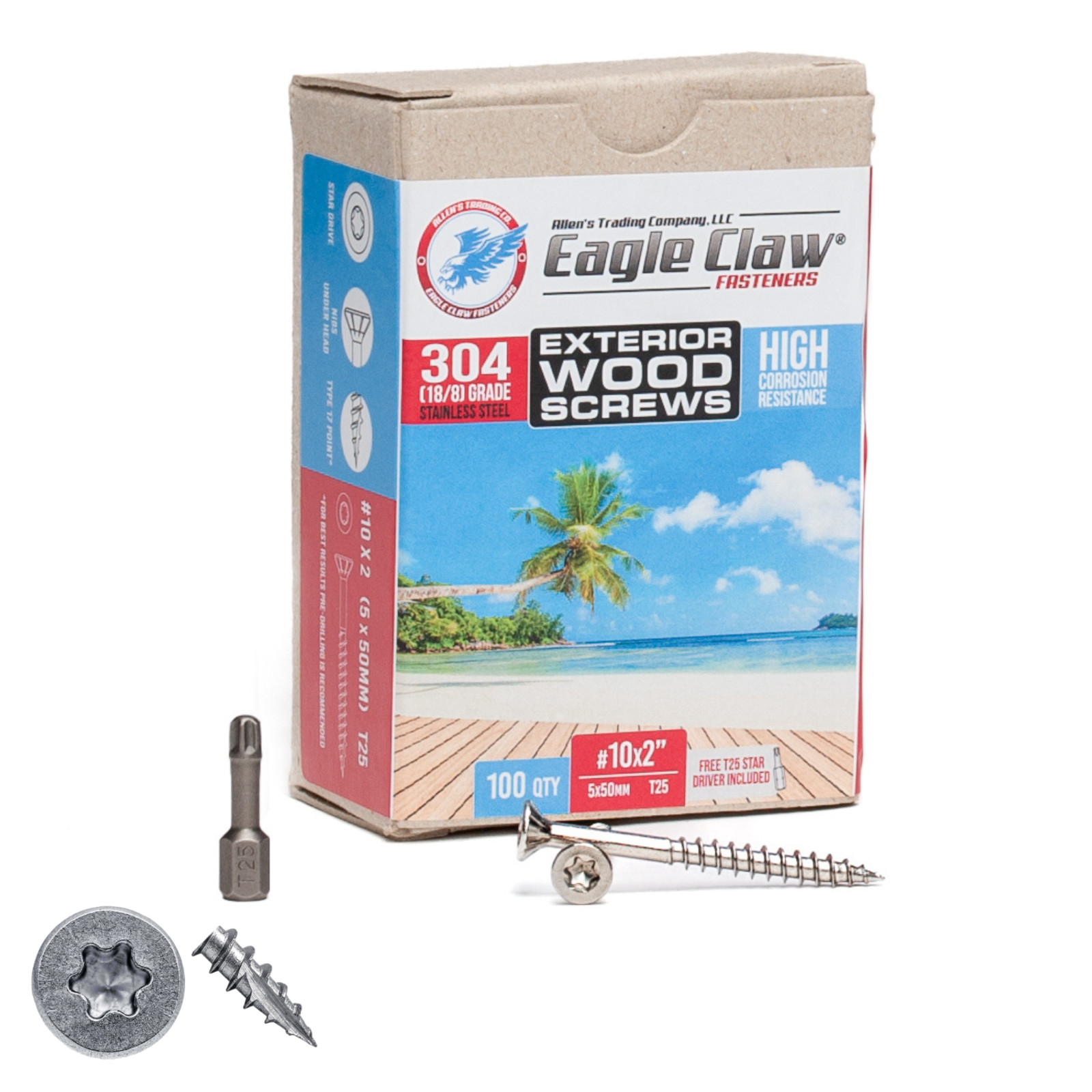 Stainless Steel Wood Screws, Star Drive, Qty 100 DIY Pack, Various sizes