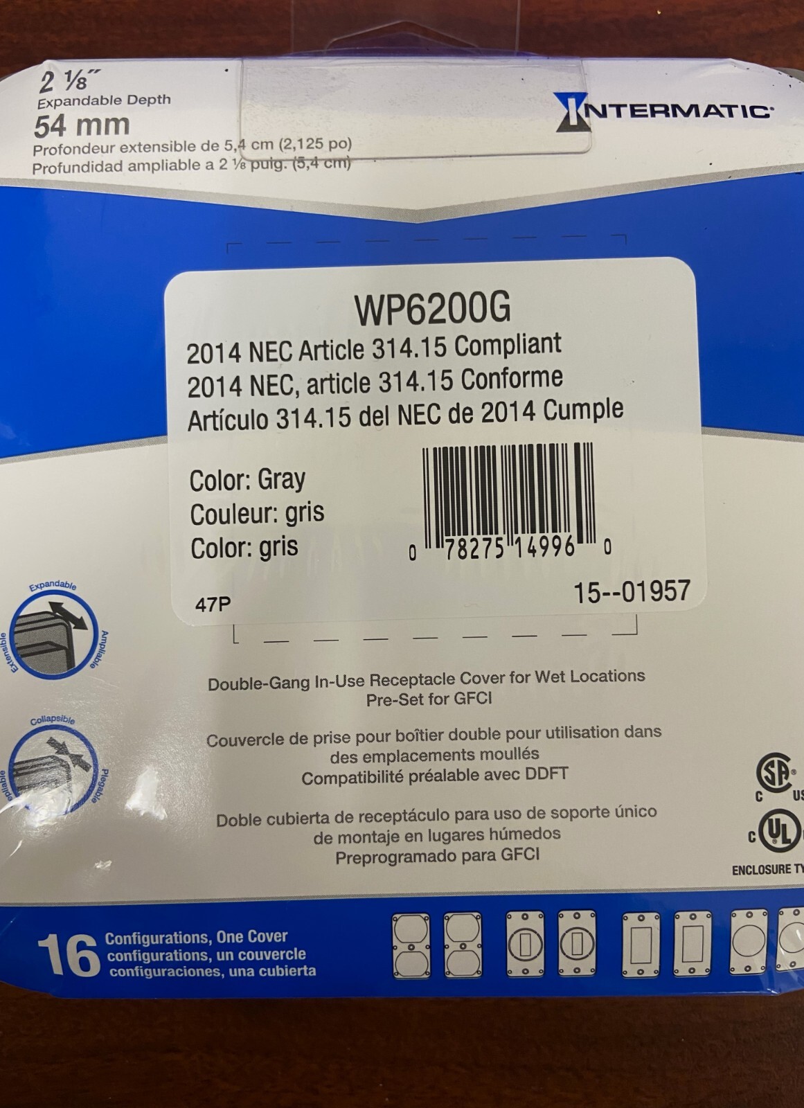 INTERMATIC WP6200G Double Gang Low Profile Weatherproof Cover 16 Configurations