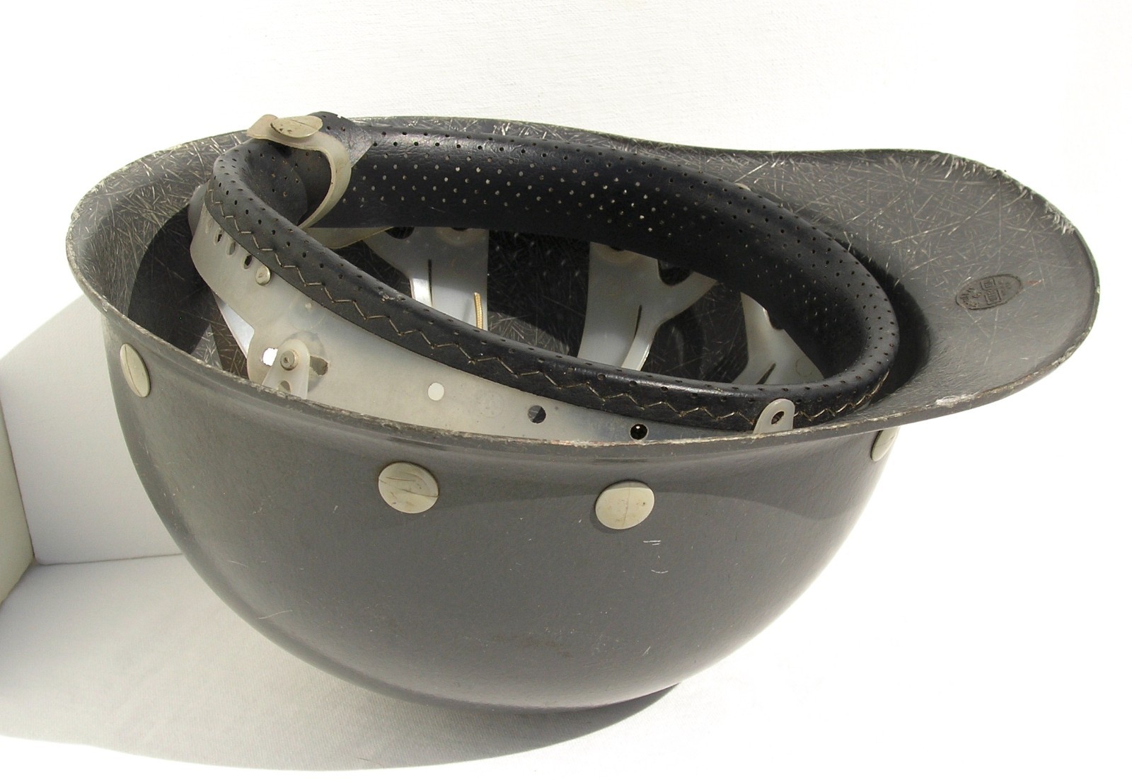 Vintage Fibre Metal Gray Fiberglass Duckbill Hard Hat w/Liner