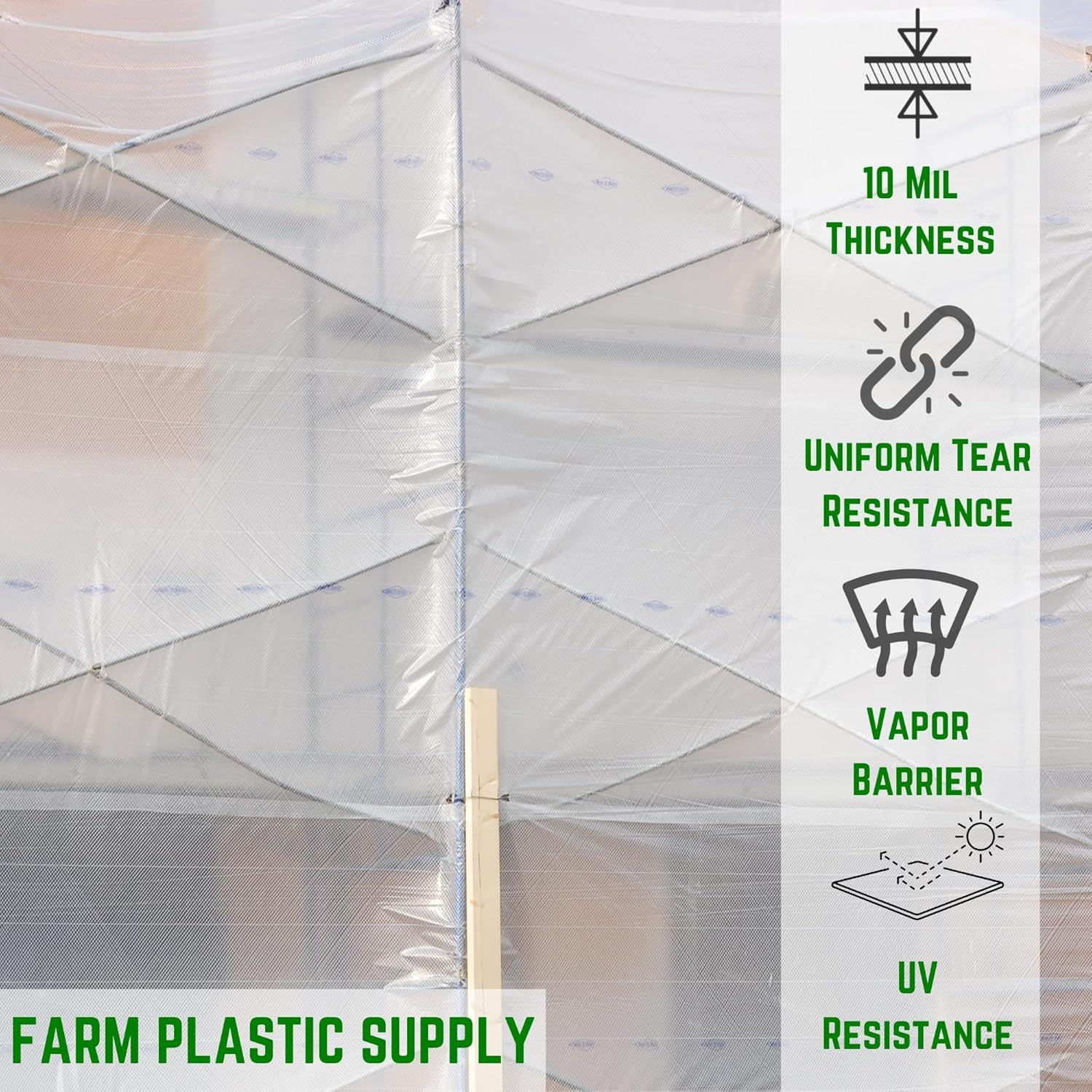 Dura Skrim 10 Mil Clear Plastic Sheeting – 24′ x 15′ Heavy Duty Vapor Barrier