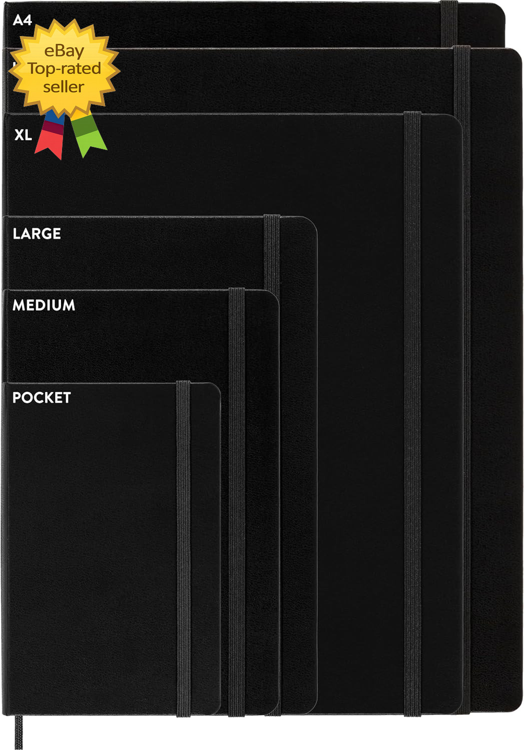 Classic Expanded Hardcover Notebook Large Dotted Black 400 Pages 5 x 825 Inch