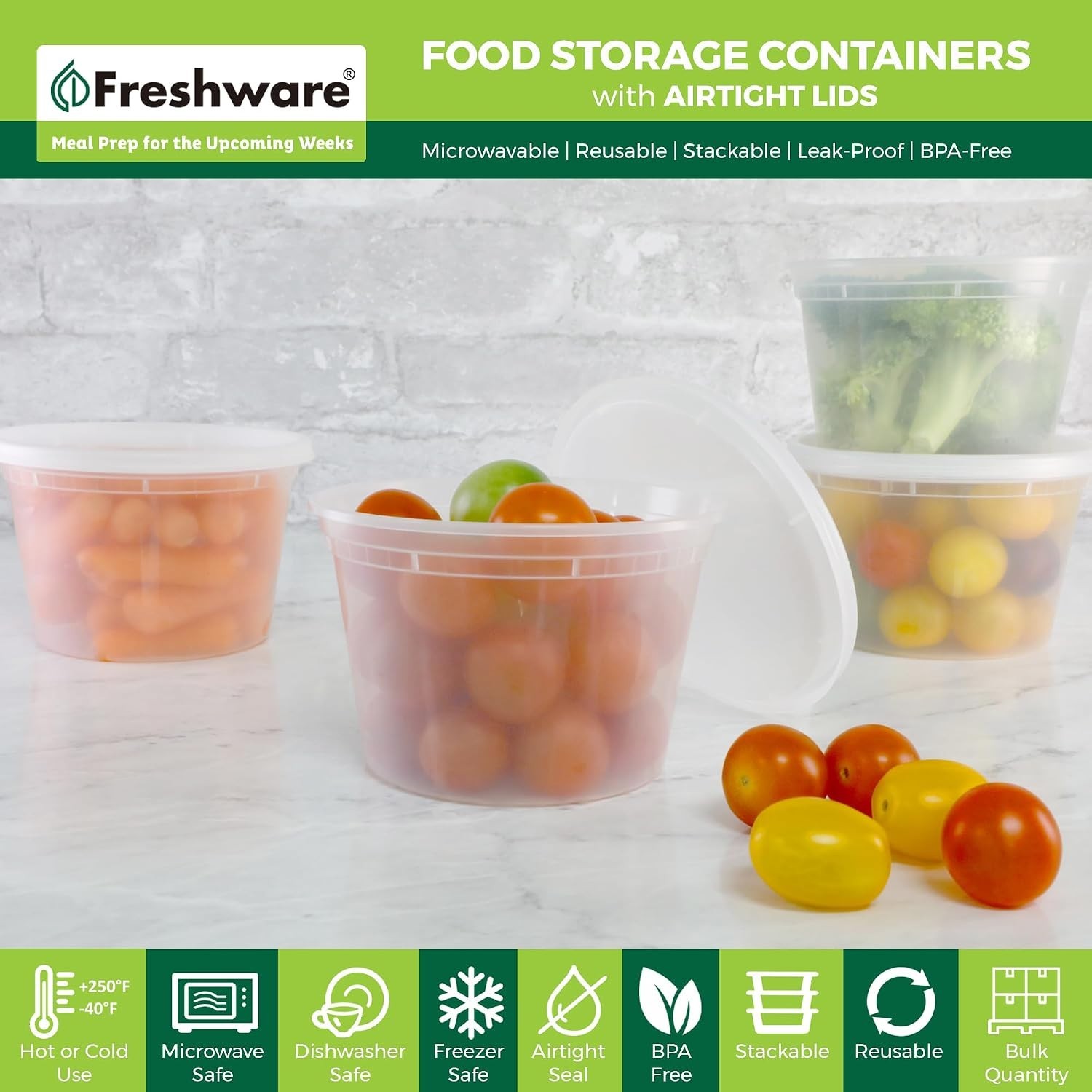 Food Storage Containers 50 Set, 16 oz Plastic Deli Containers with Lids, Slime