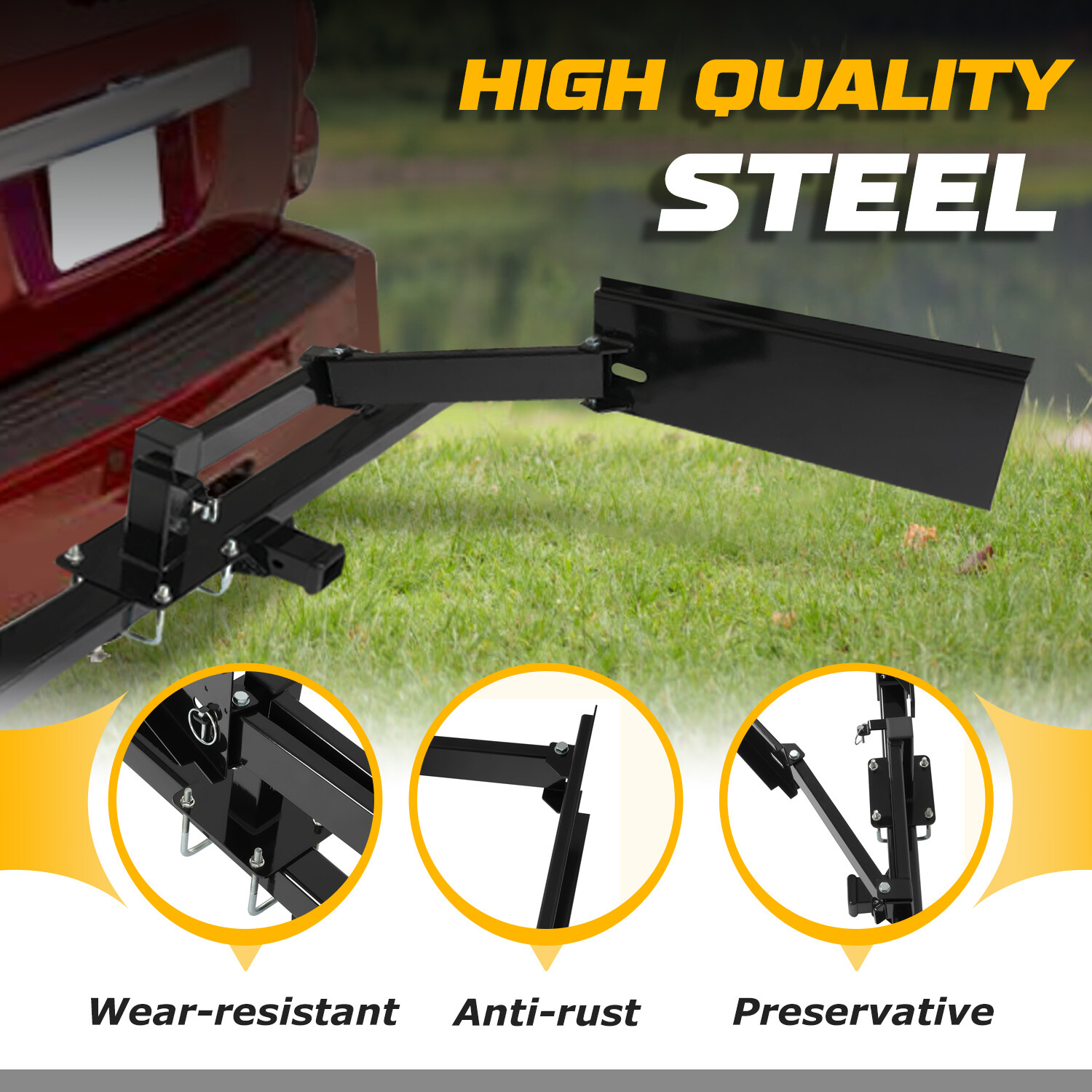 Quick Products Steel Bumper-Mounted Swing Arm Assembly For Grilling Tailgating