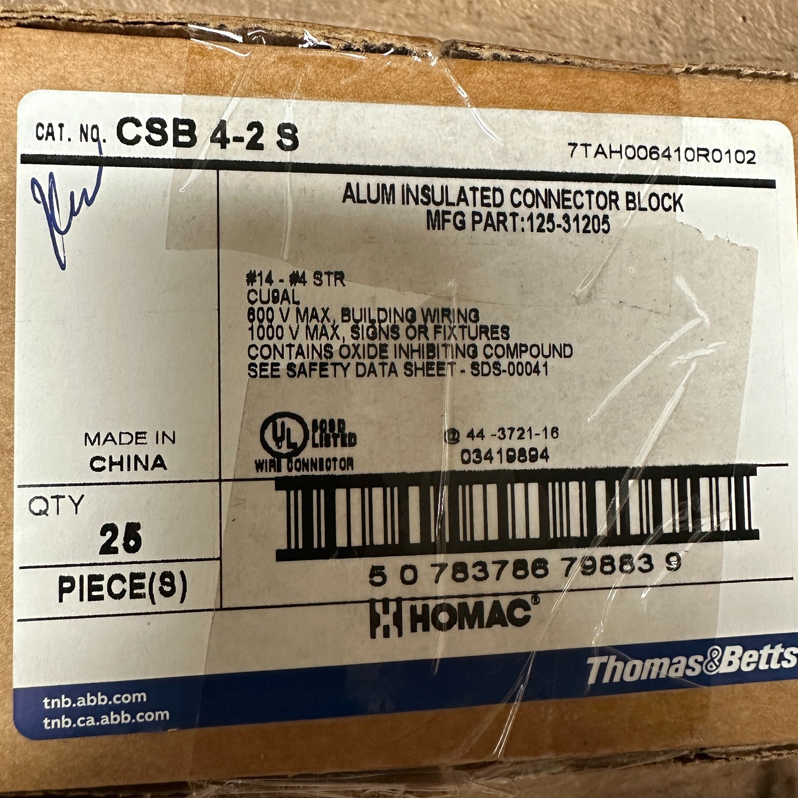 25 – Thomas & Betts CSB 4 -2S One-Way Encapsulated Aluminum Multitap Cable Block