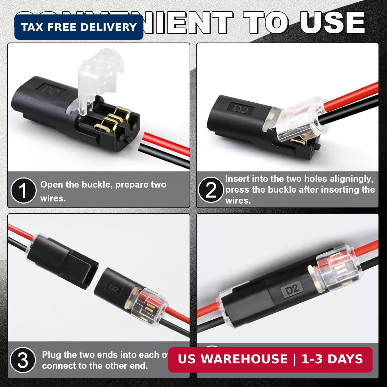 20Pcs Double Wire Plug in Connector, LED Light Strip Low Voltage Connectors 2 Pi