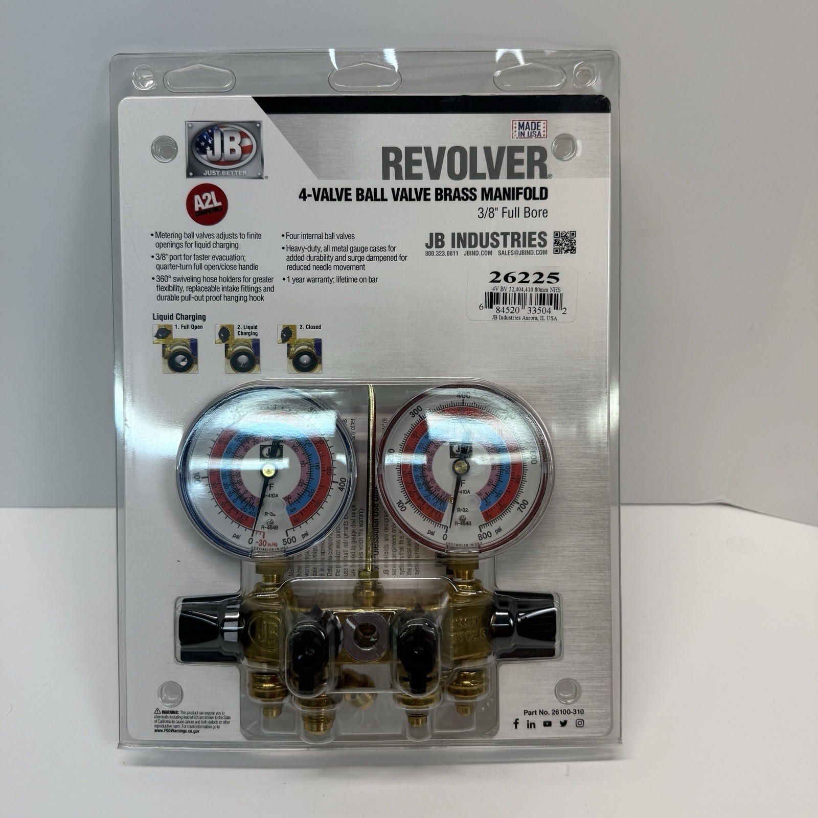 JB Industries Revolver 4-Valve Ball Valve Brass Manifold 3/8″ Full Bore #26225