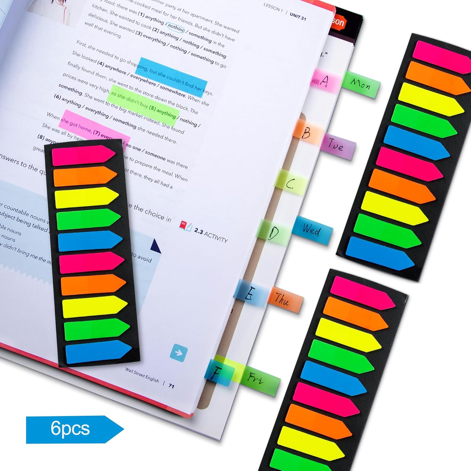 1200 Pcs Arrow Flag Sticky Tabs Page Markers Index Bookmarks 10 Colors PET