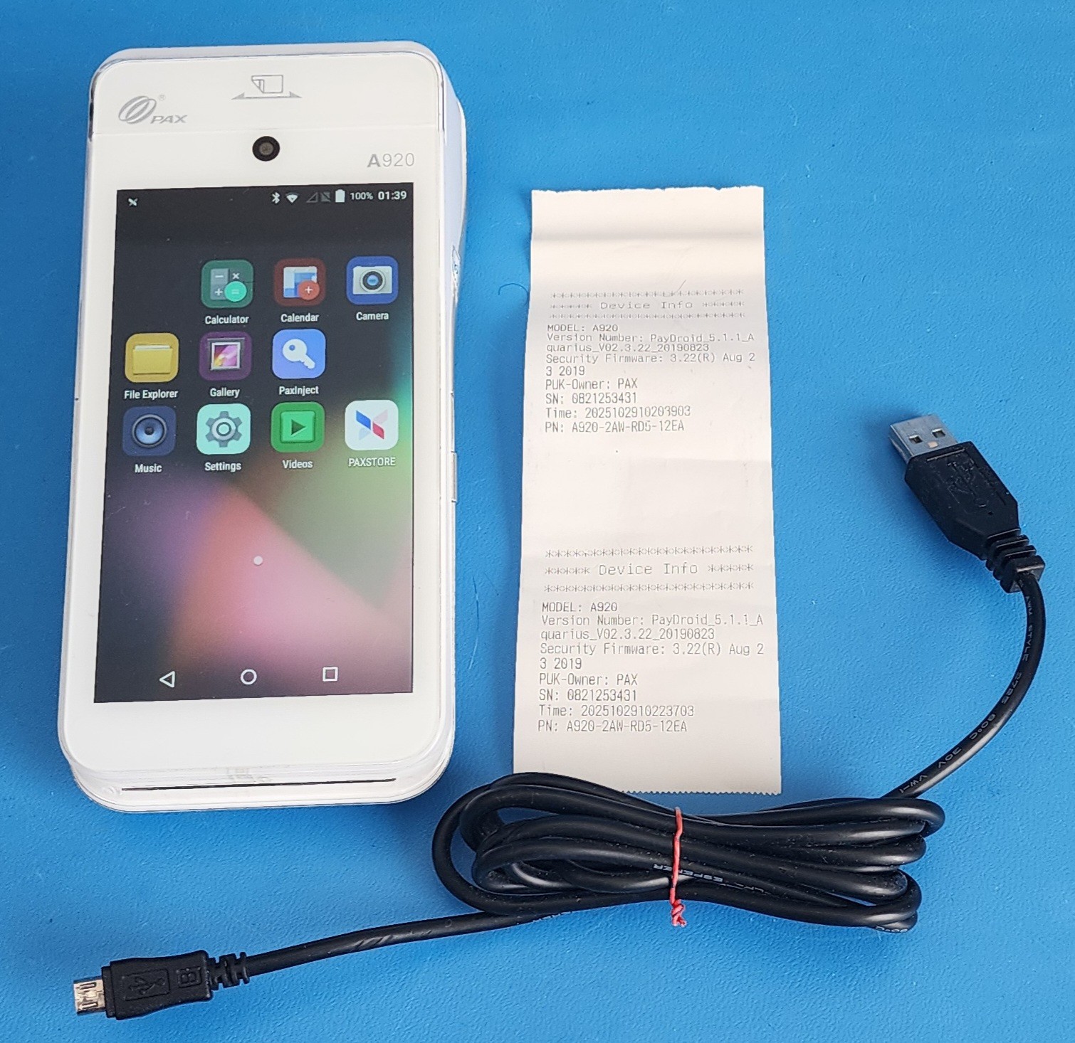 PAX A920 Android Based POS Payment Terminal 5″ touchscreen 4G, Wi-Fi with Cable