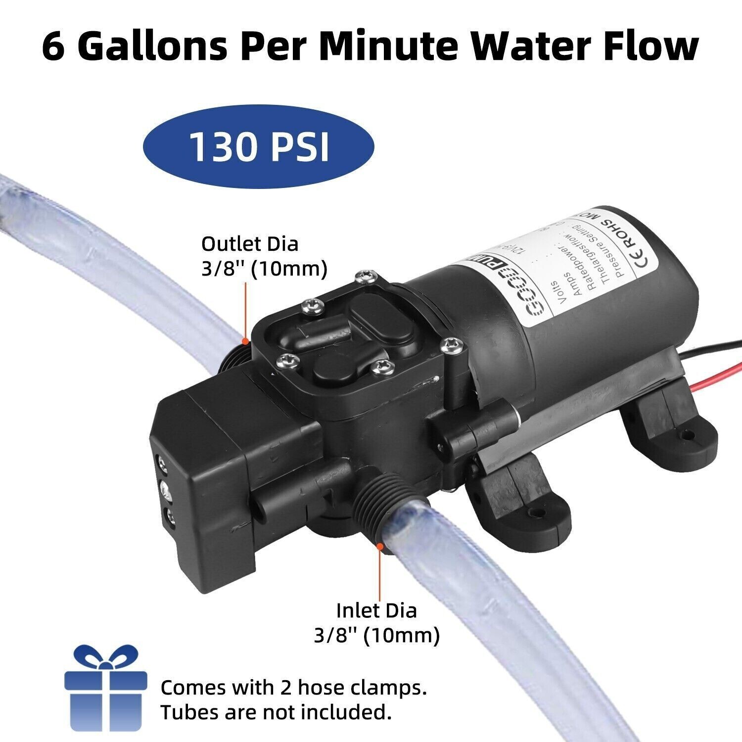 2Pcs 130PSI High Pressure RV Water Pump Diaphragm DC 12V Self-Priming 72W