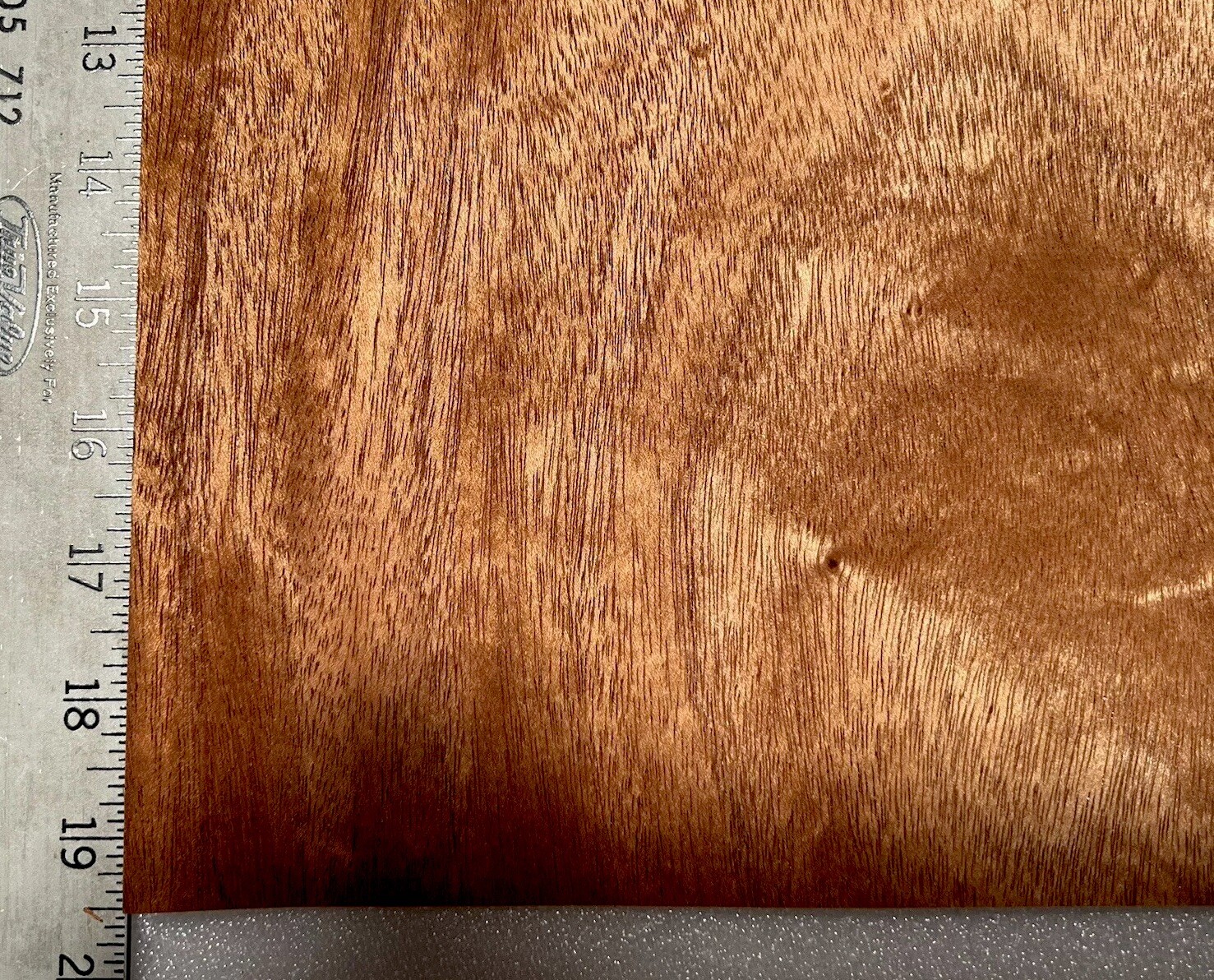 Figured Mahogany Wood Veneer, 19.5” L x 11.5” W, Raw Unbacked ,1/42” Thickness