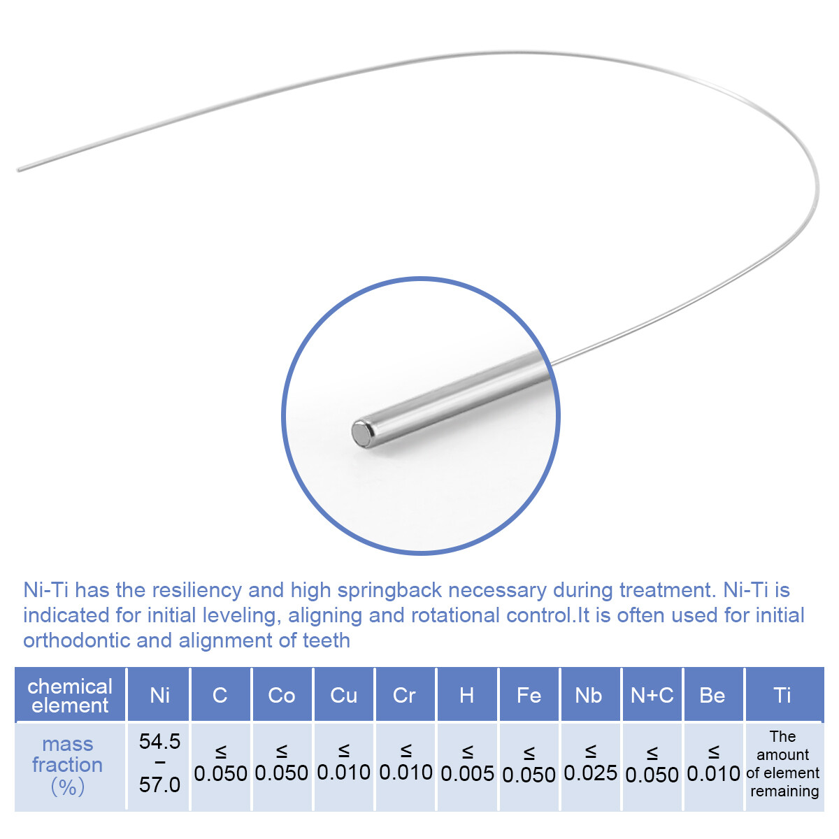 AZDENT Dental Orthodontic Niti Arch Wire Super Elastic Natural Nature Form Round