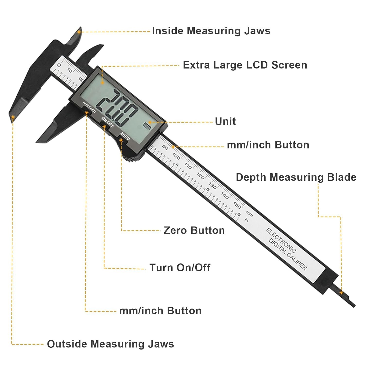 Extra-Large LCD Digital Caliper – 6-Inch Precision Tool for Crafts and Industry