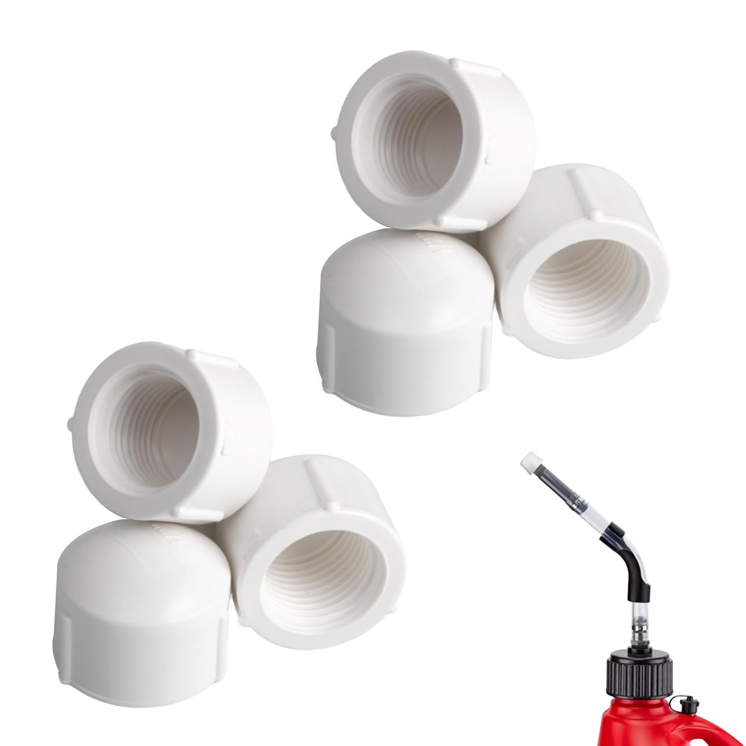 6 Pcs Racing Fuel Jug Hose Dust Cap Replacement White Plastic Gas Can Spout